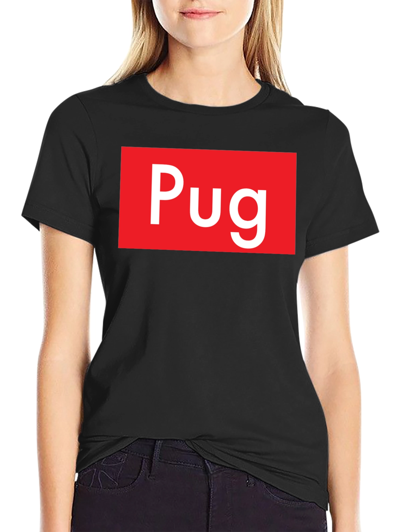 Pug Red Box Logo Black T-Shirt