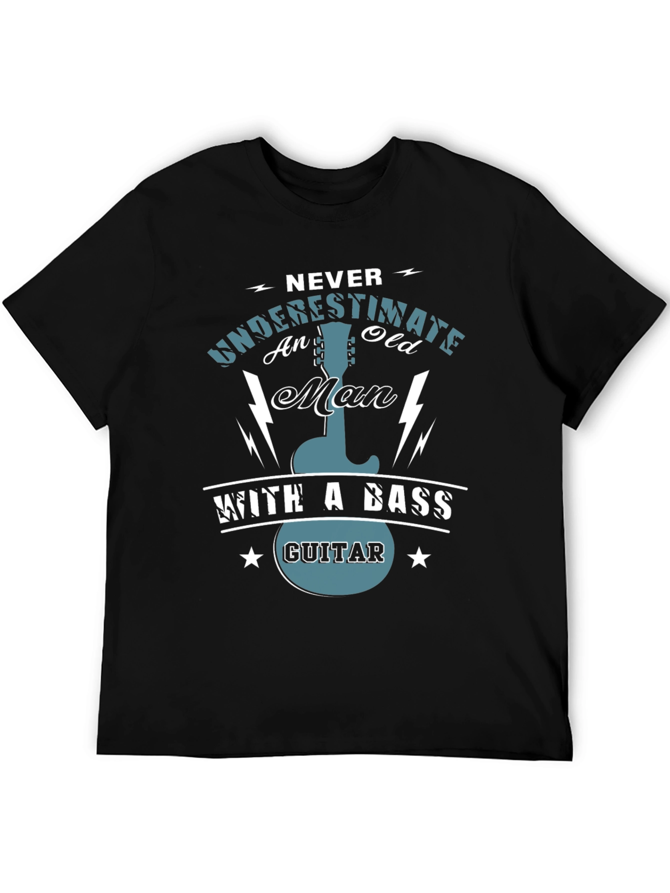 Never Underestimate T-Shirt - Bass Guitar Old Man
