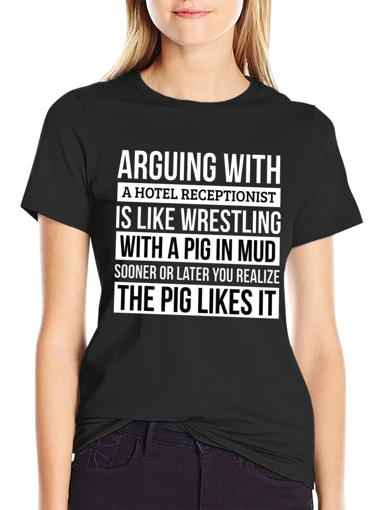 Funny Receptionist Pig Mud Wrestling T-Shirt
