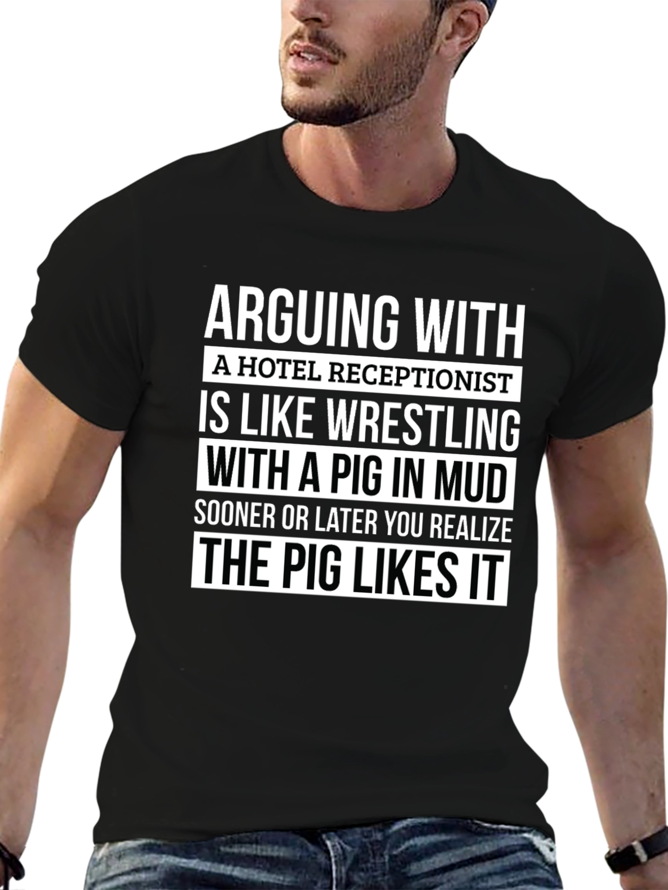 Funny Receptionist Pig Mud Wrestling T-Shirt