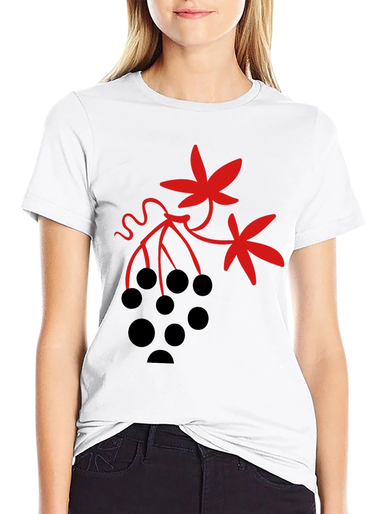 Graphic Print T-Shirt - Black with Red Design