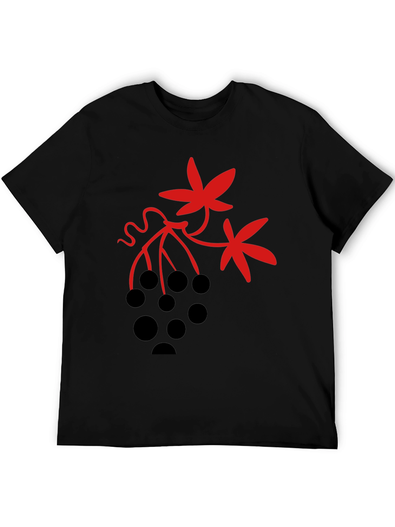 Graphic Print T-Shirt - Black with Red Design