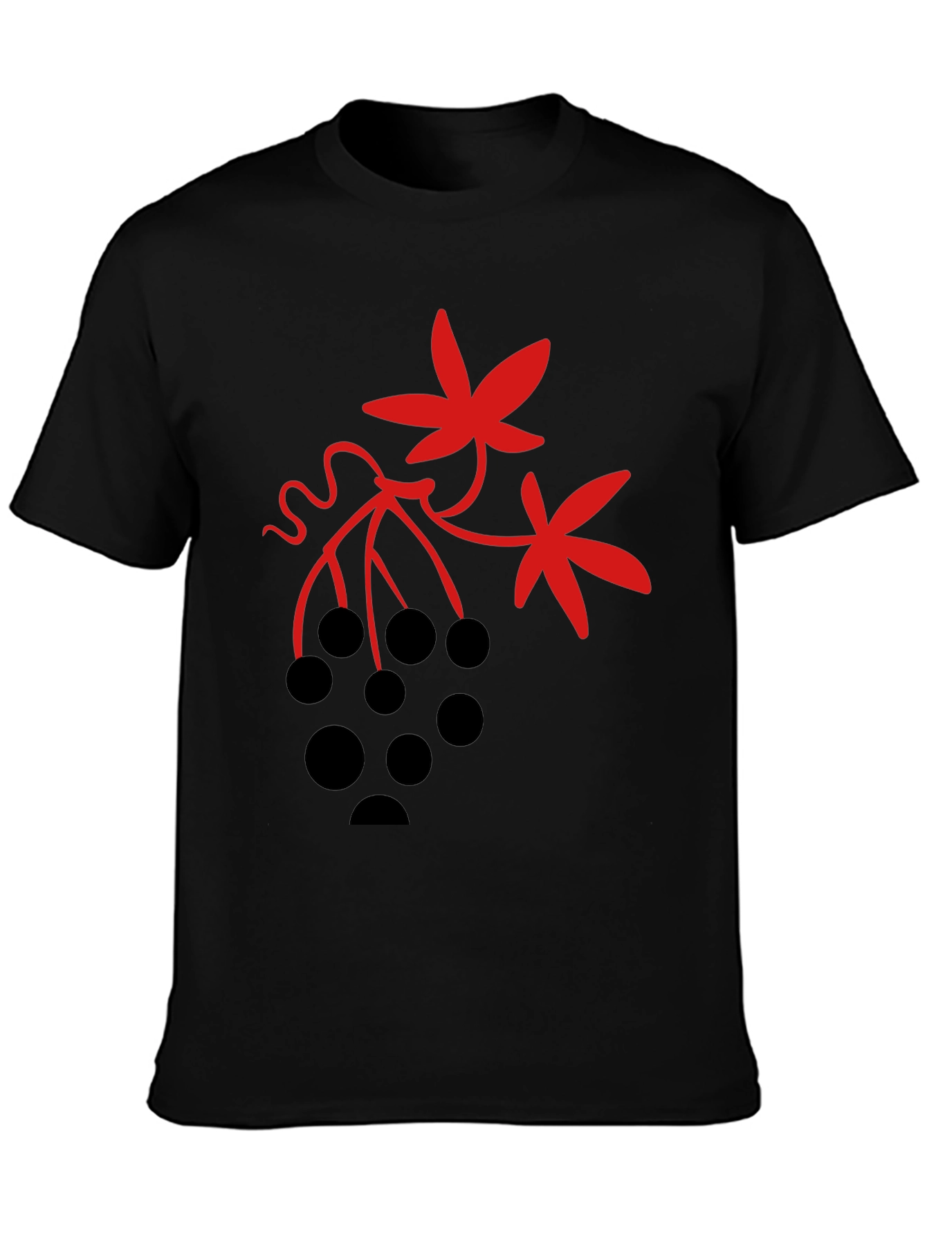 Graphic Print T-Shirt - Black with Red Design