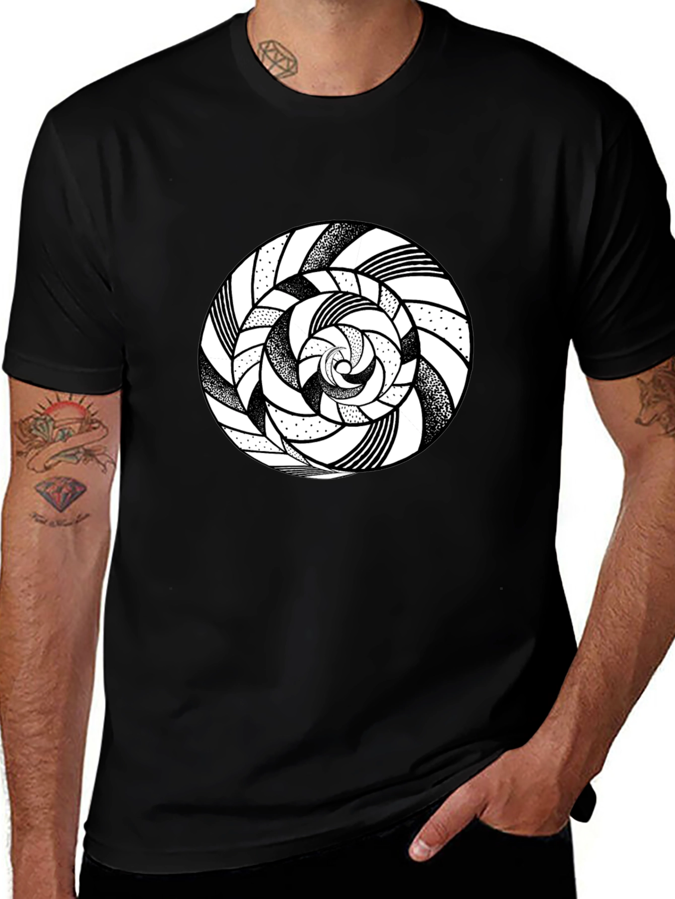 Abstract Circle Graphic Tee - Mens Black T-Shirt