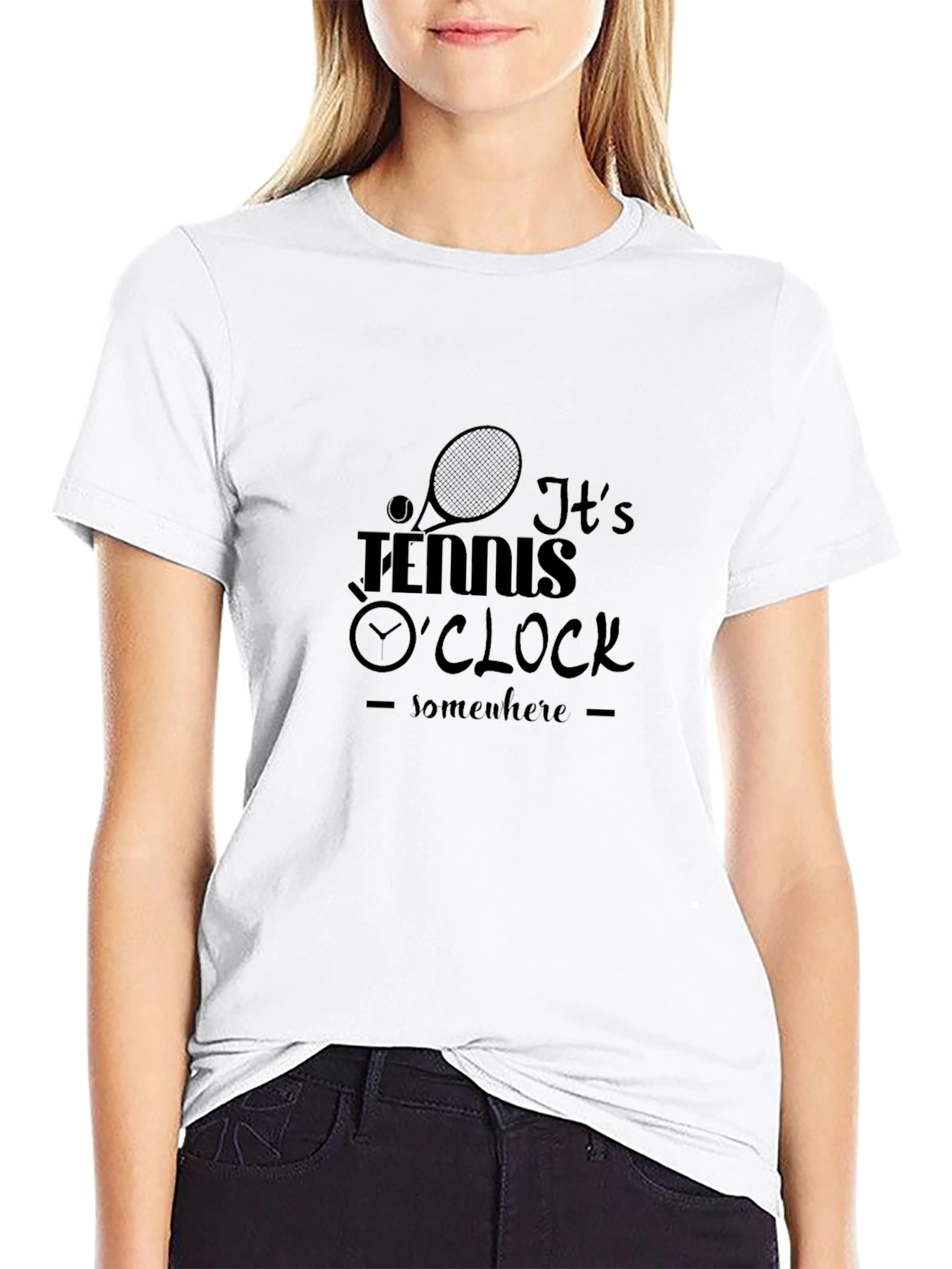 Tennis OClock Black Graphic T-Shirt