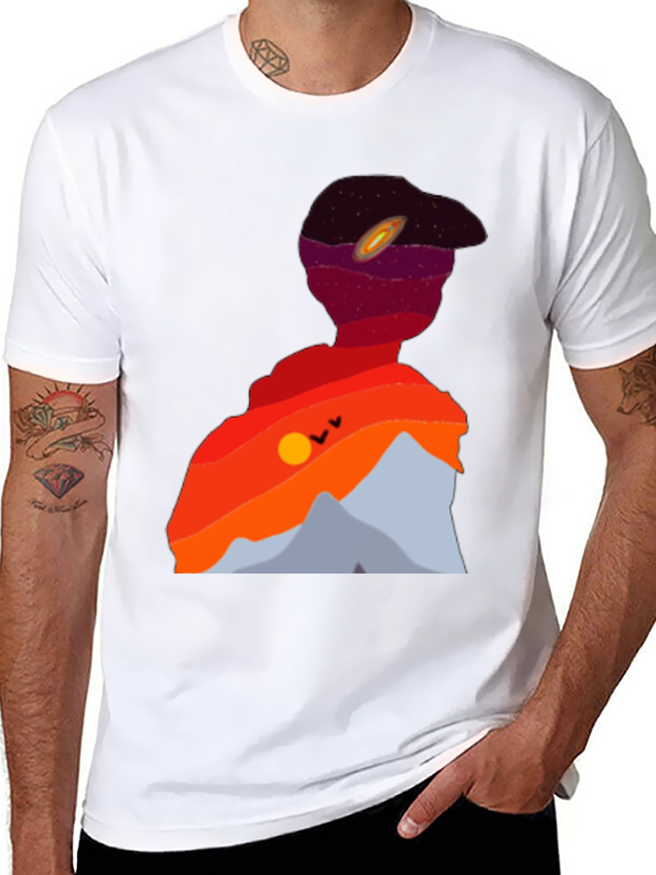 Sunset Space Silhouette Graphic Tee