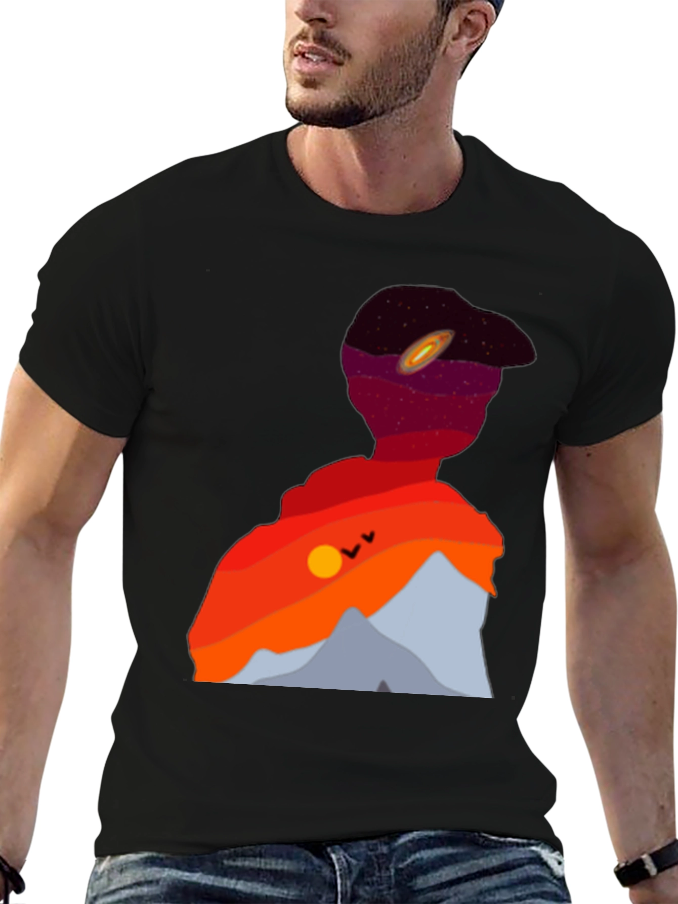 Sunset Space Silhouette Graphic Tee
