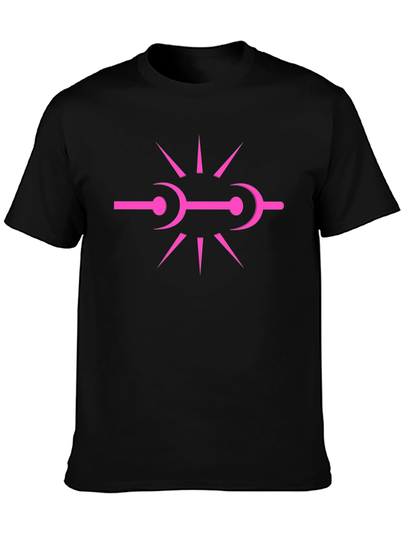Abstract Pink Graphic Print Black T-Shirt
