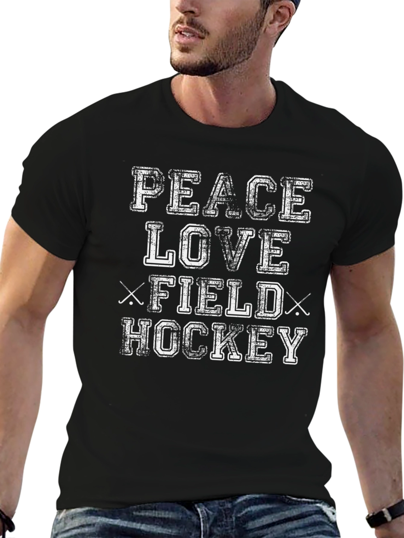 Peace Love Field Hockey T-Shirt - Black Cotton Tee
