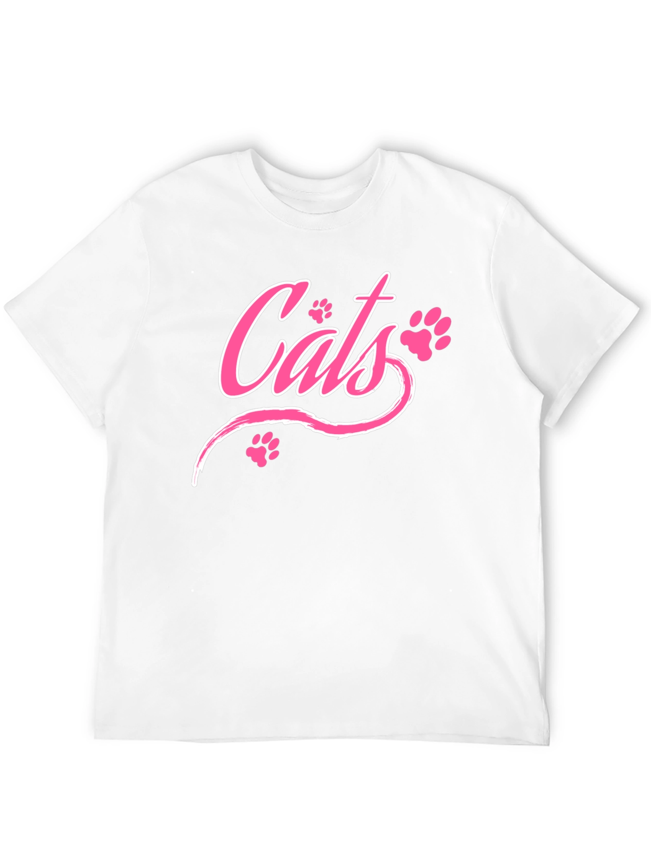 Cats Pink Print Black T-Shirt