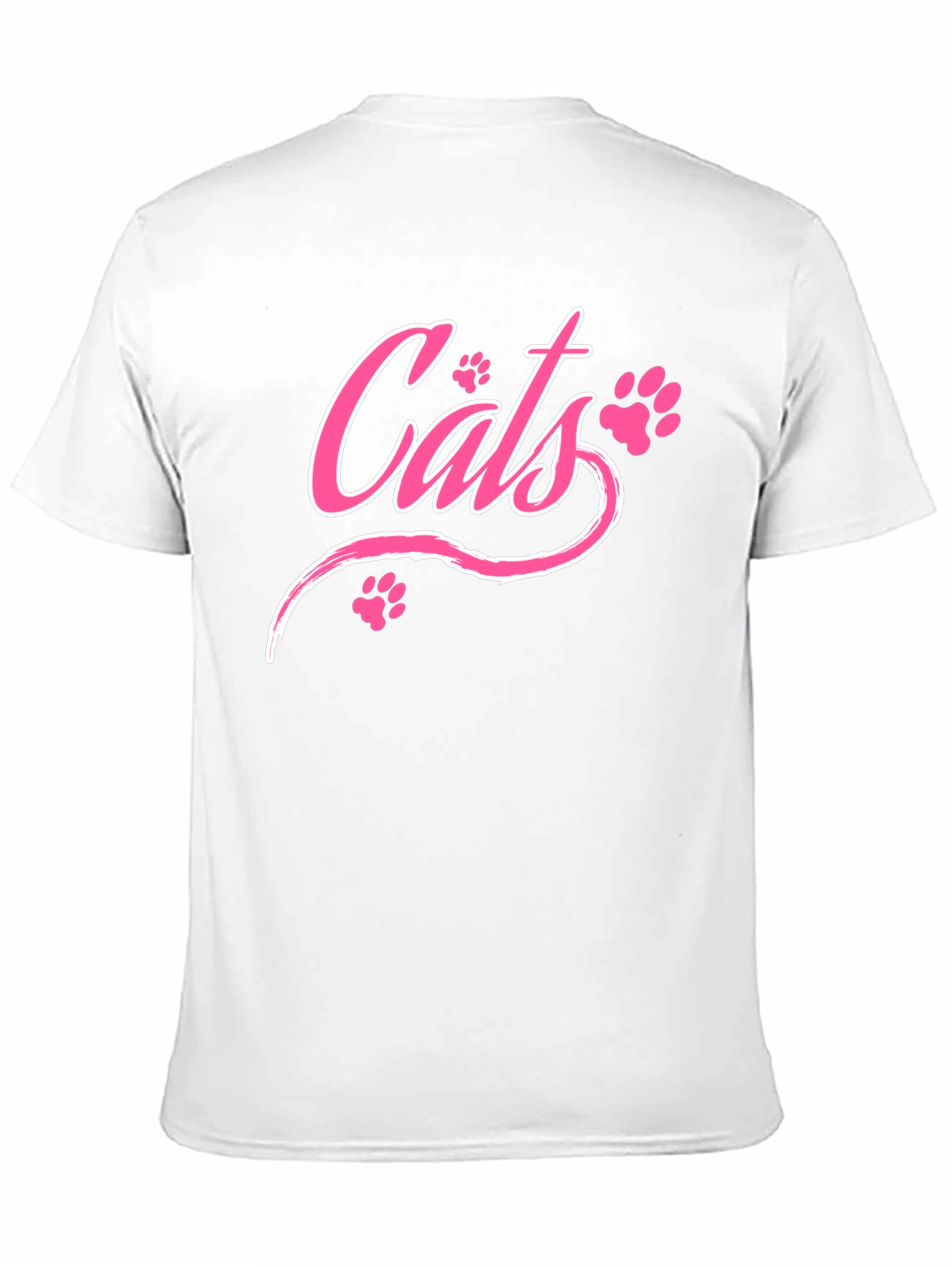 Cats Pink Print Black T-Shirt