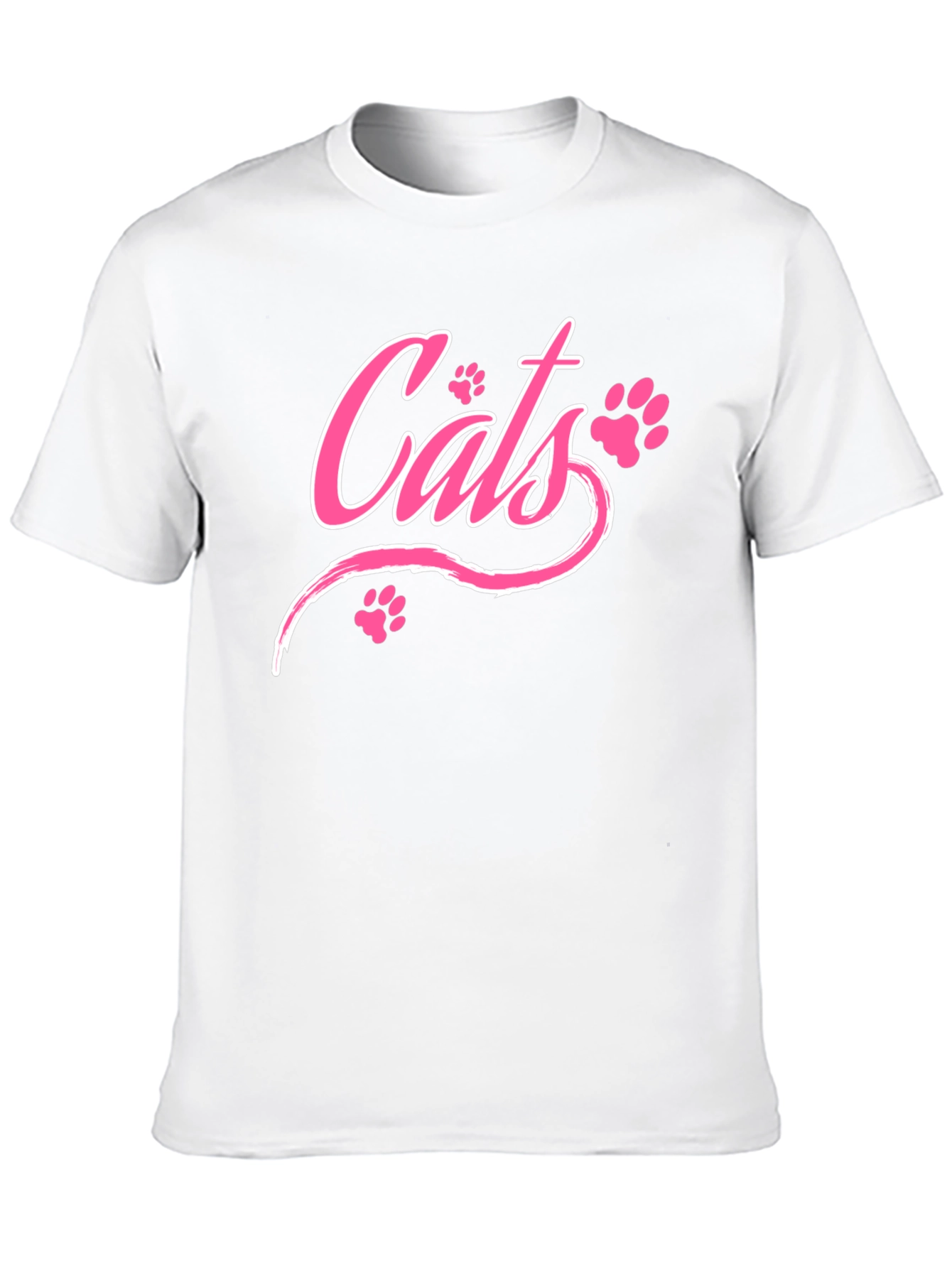 Cats Pink Print Black T-Shirt
