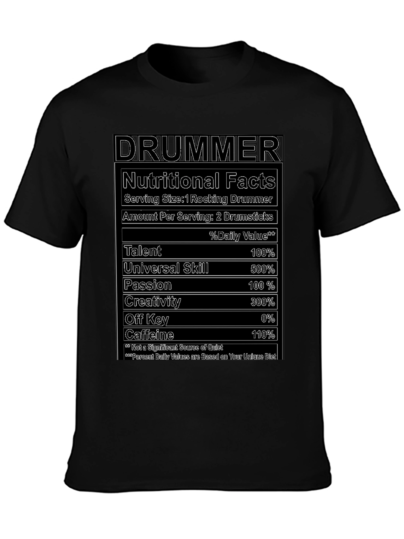 Drummer Nutritional Facts T-Shirt