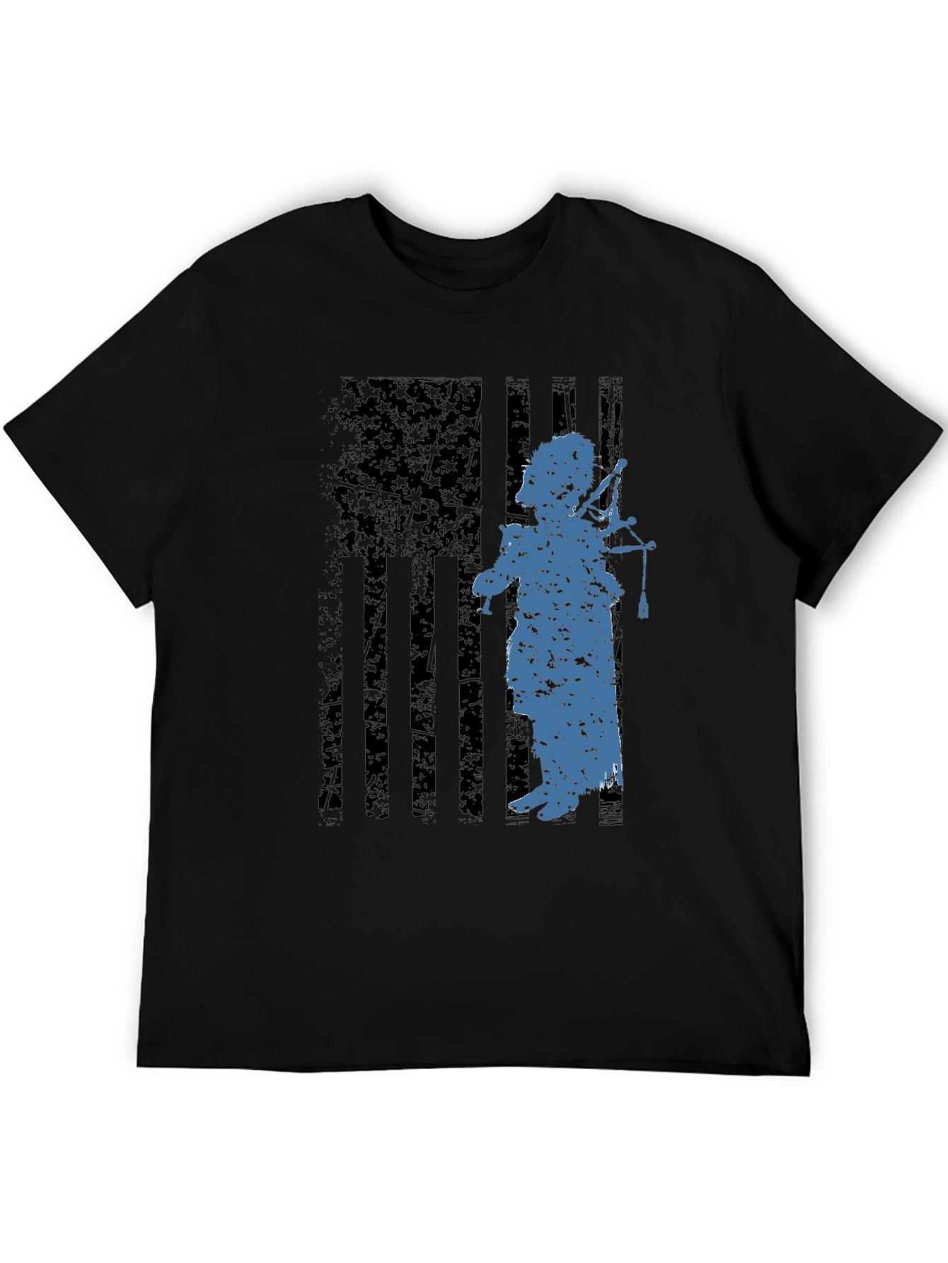 Distressed American Flag Bagpiper T-Shirt