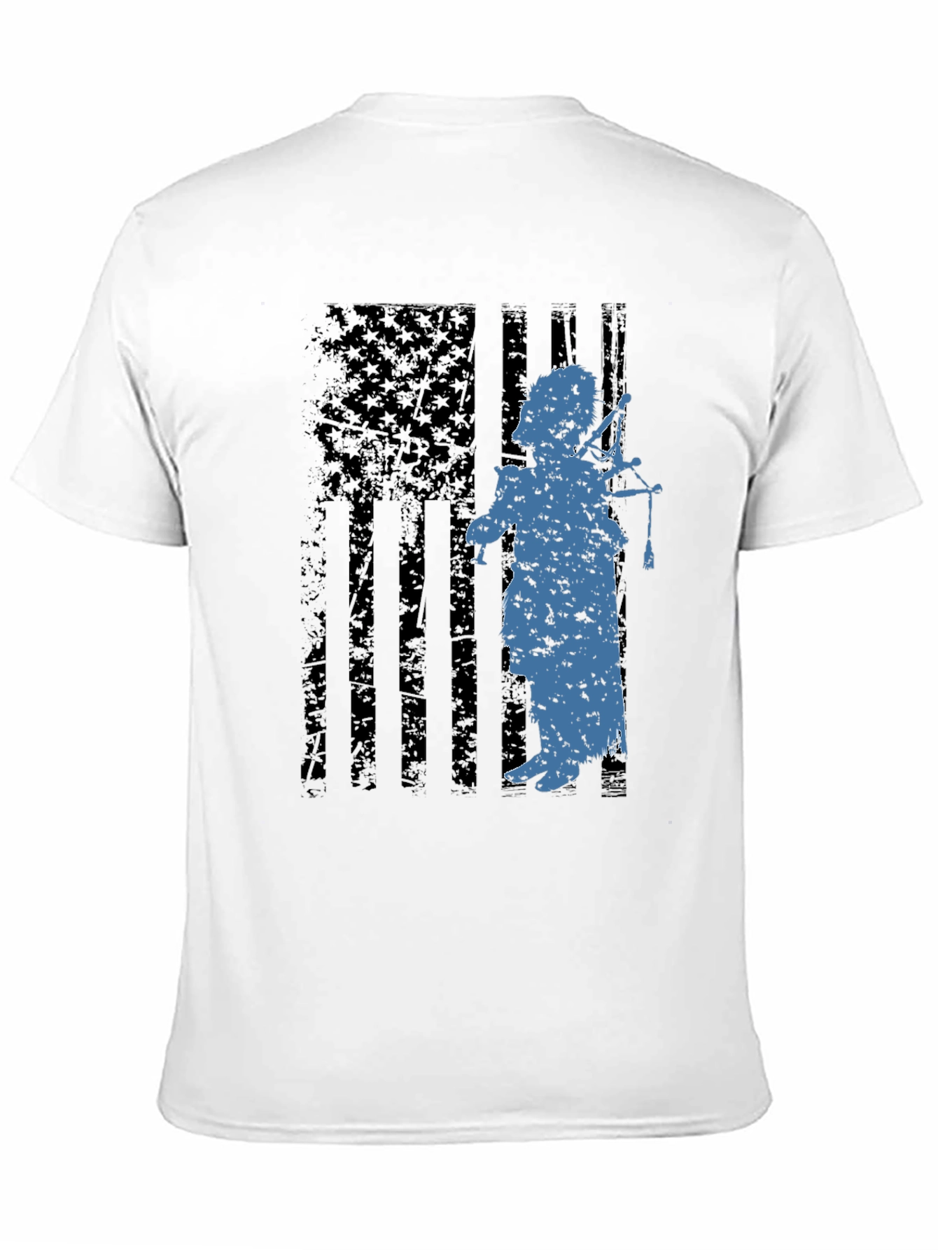 Distressed American Flag Bagpiper T-Shirt