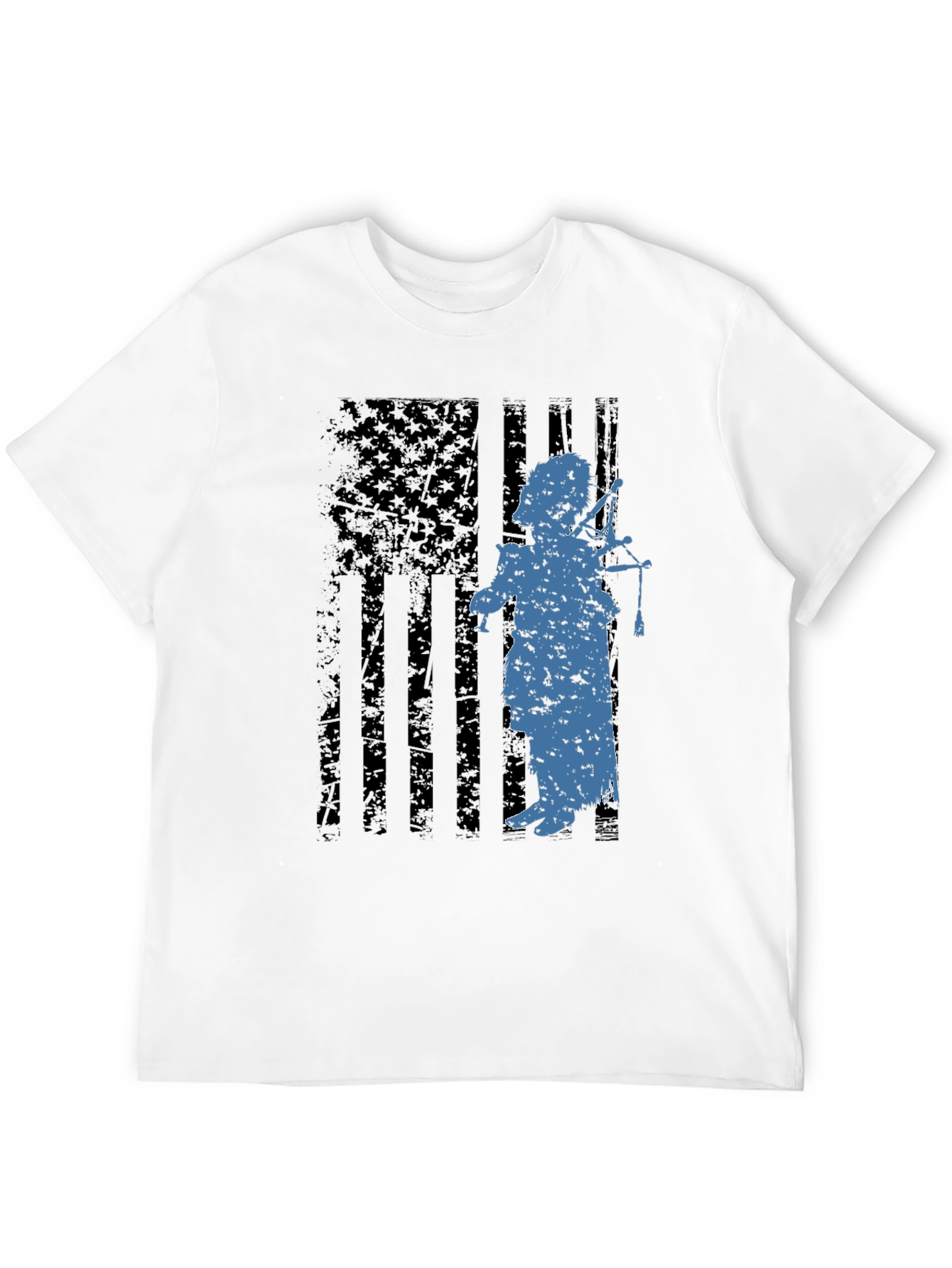 Distressed American Flag Bagpiper T-Shirt