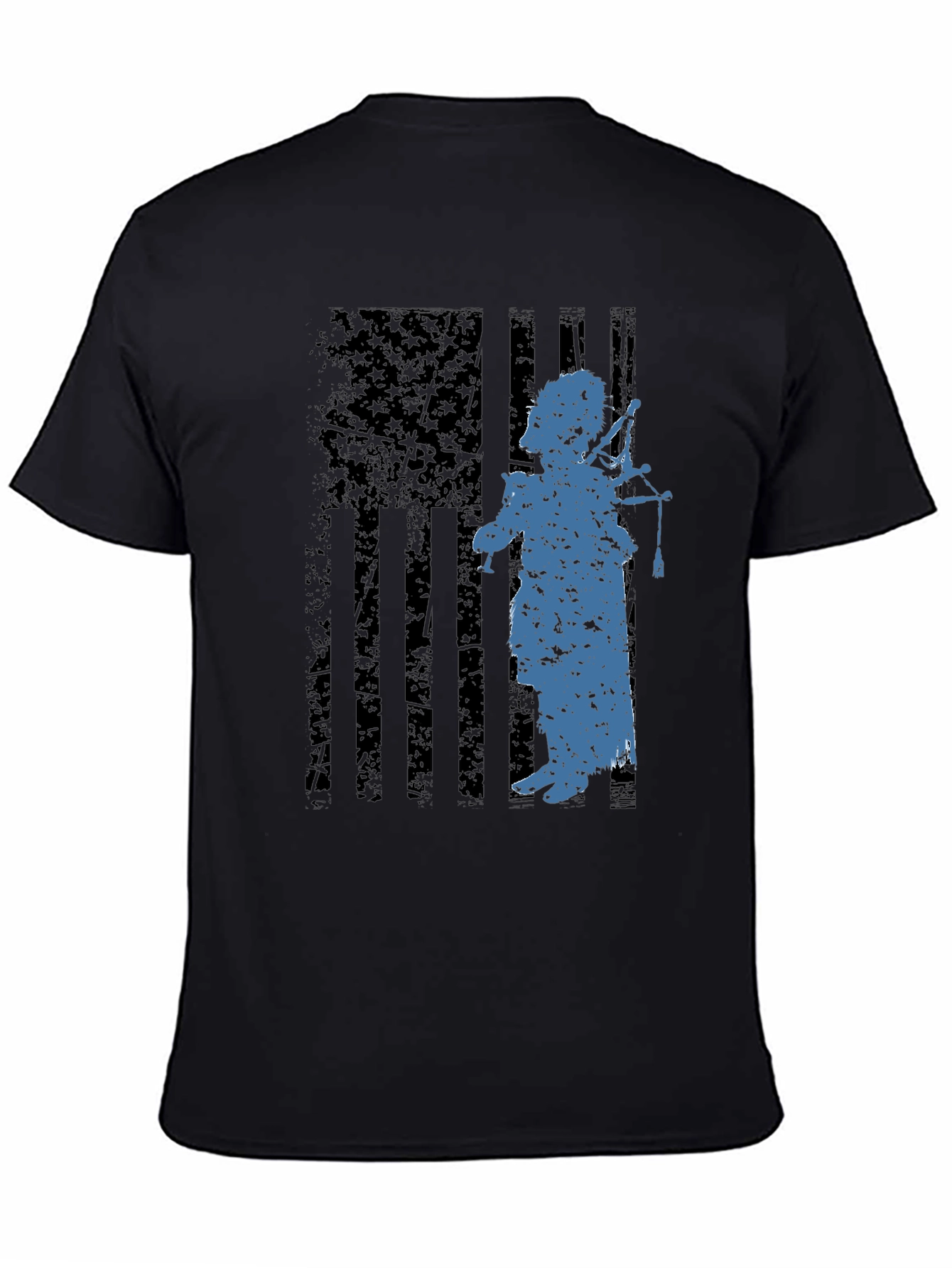 Distressed American Flag Bagpiper T-Shirt