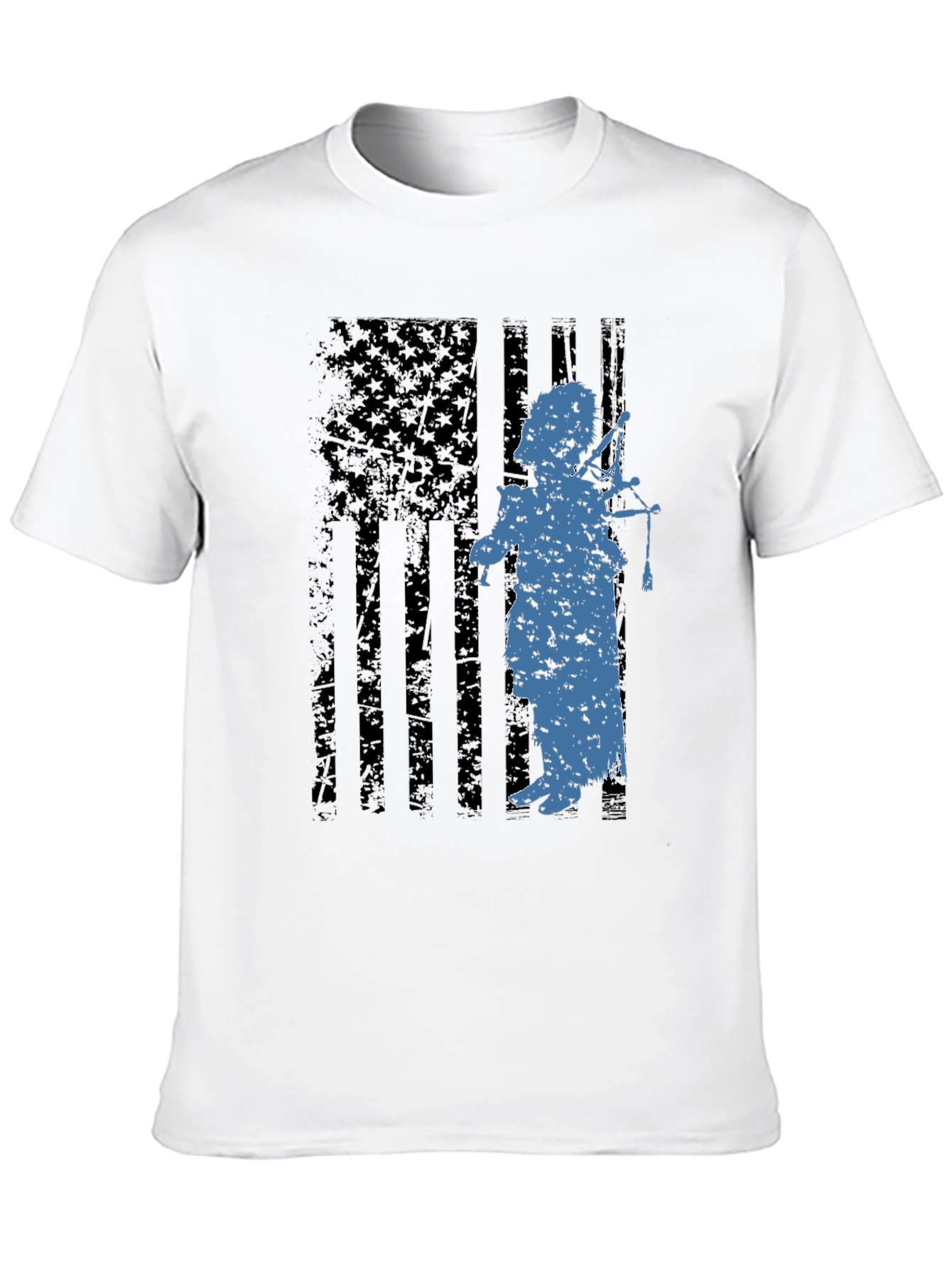 Distressed American Flag Bagpiper T-Shirt