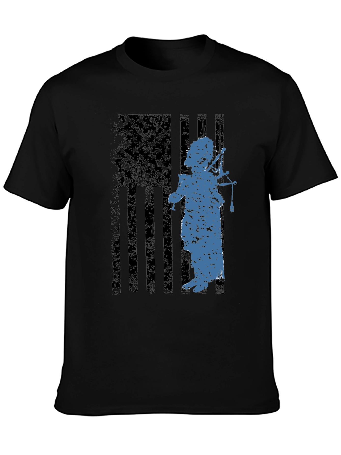 Distressed American Flag Bagpiper T-Shirt