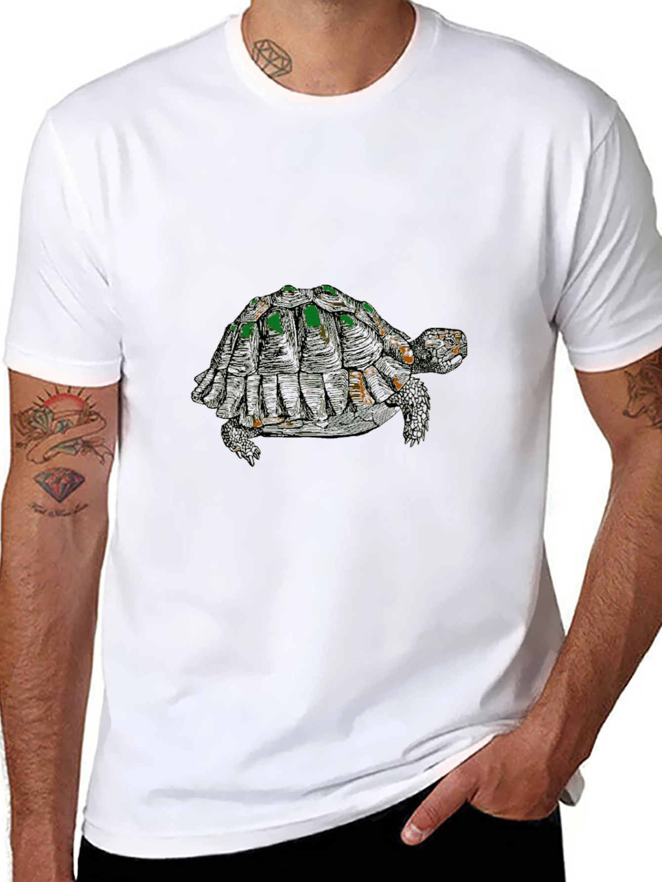 Turtle Graphic Tee - Stylish Black Cotton Blend