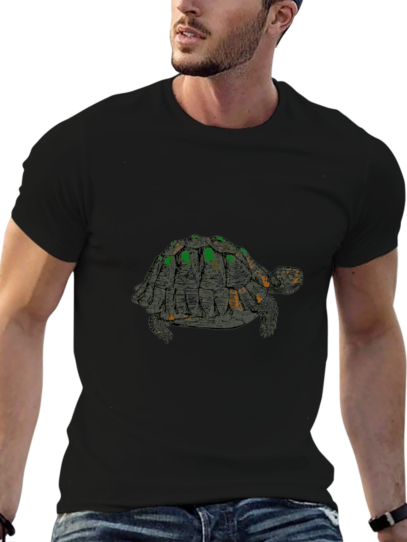 Turtle Graphic Tee - Stylish Black Cotton Blend