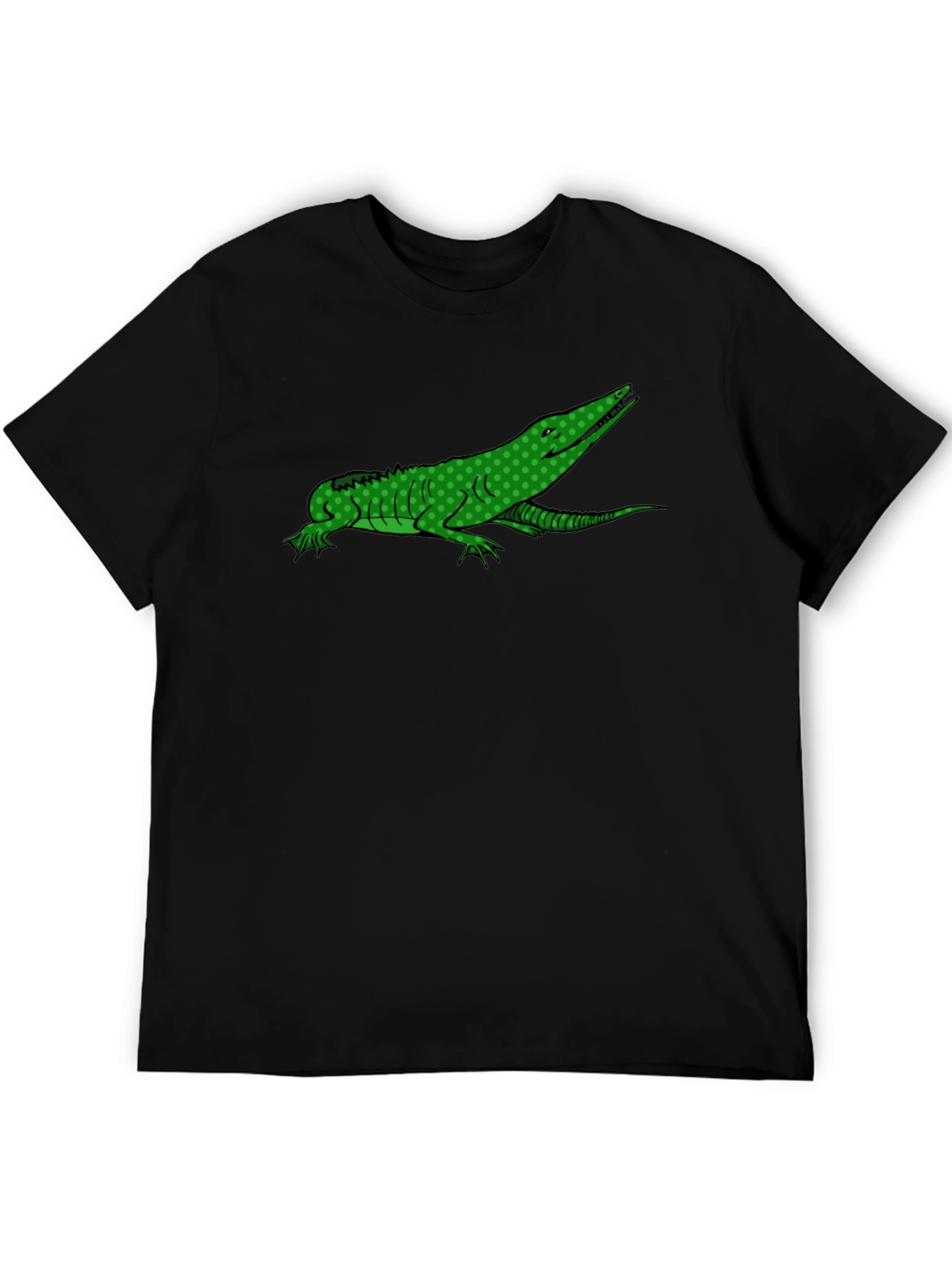 Green Alligator Graphic Black T-Shirt