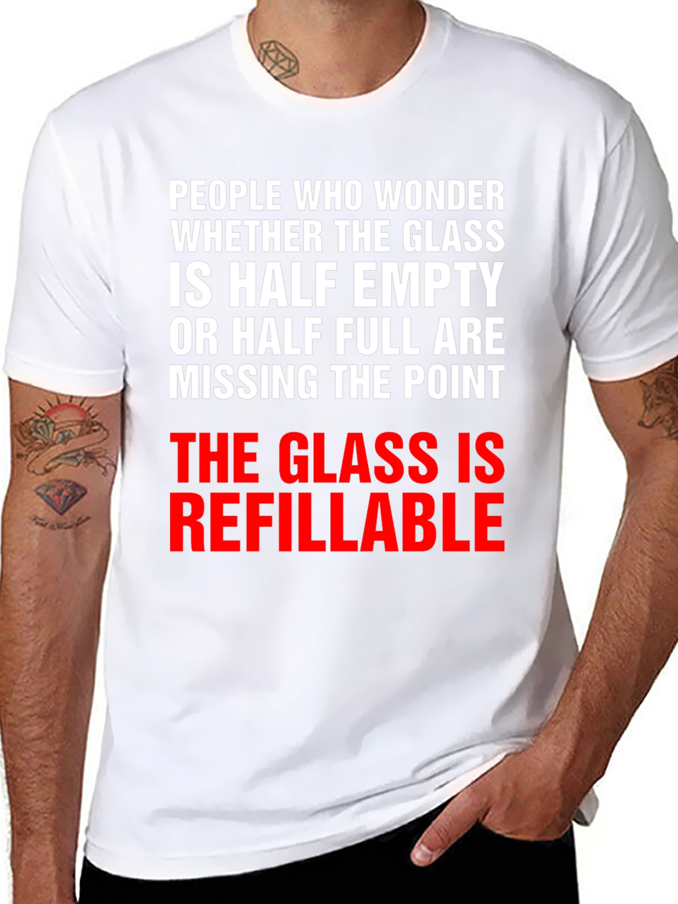 Refillable Glass T-Shirt - Optimistic Humor Tee