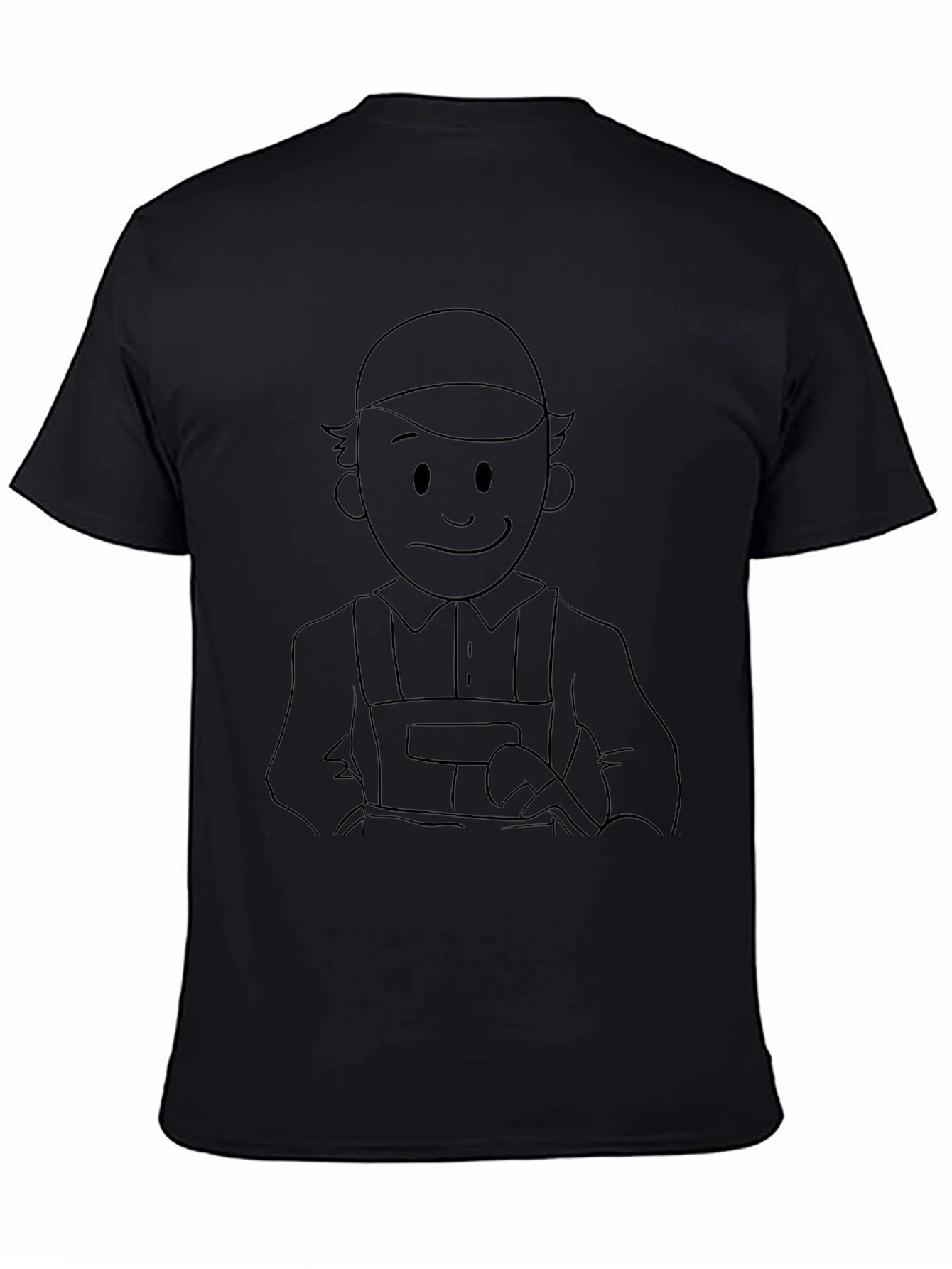 Cartoon Worker Graphic T-Shirt - Black