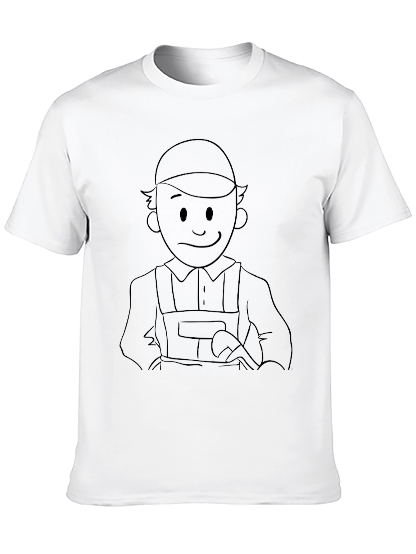 Cartoon Worker Graphic T-Shirt - Black