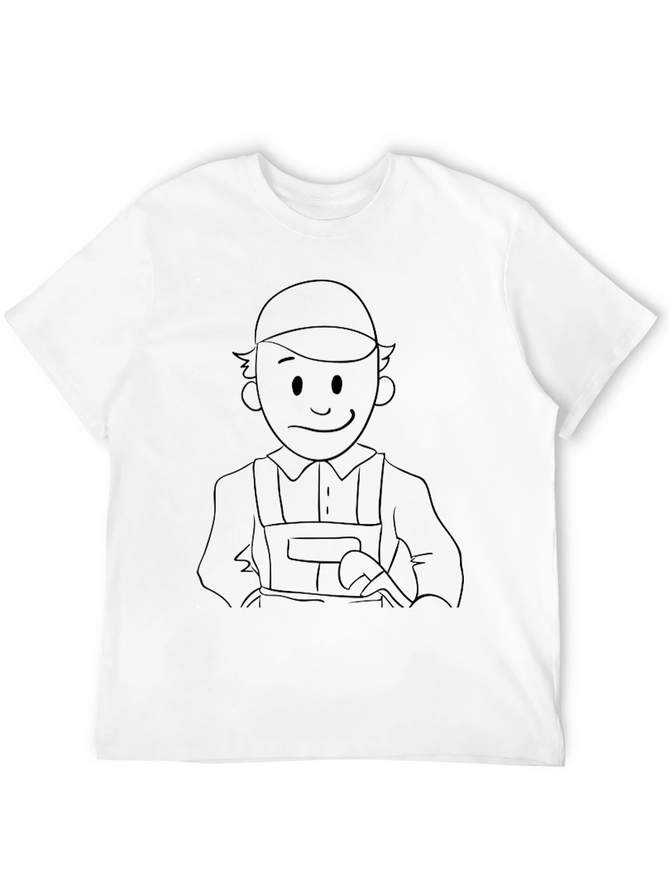 Cartoon Worker Graphic T-Shirt - Black