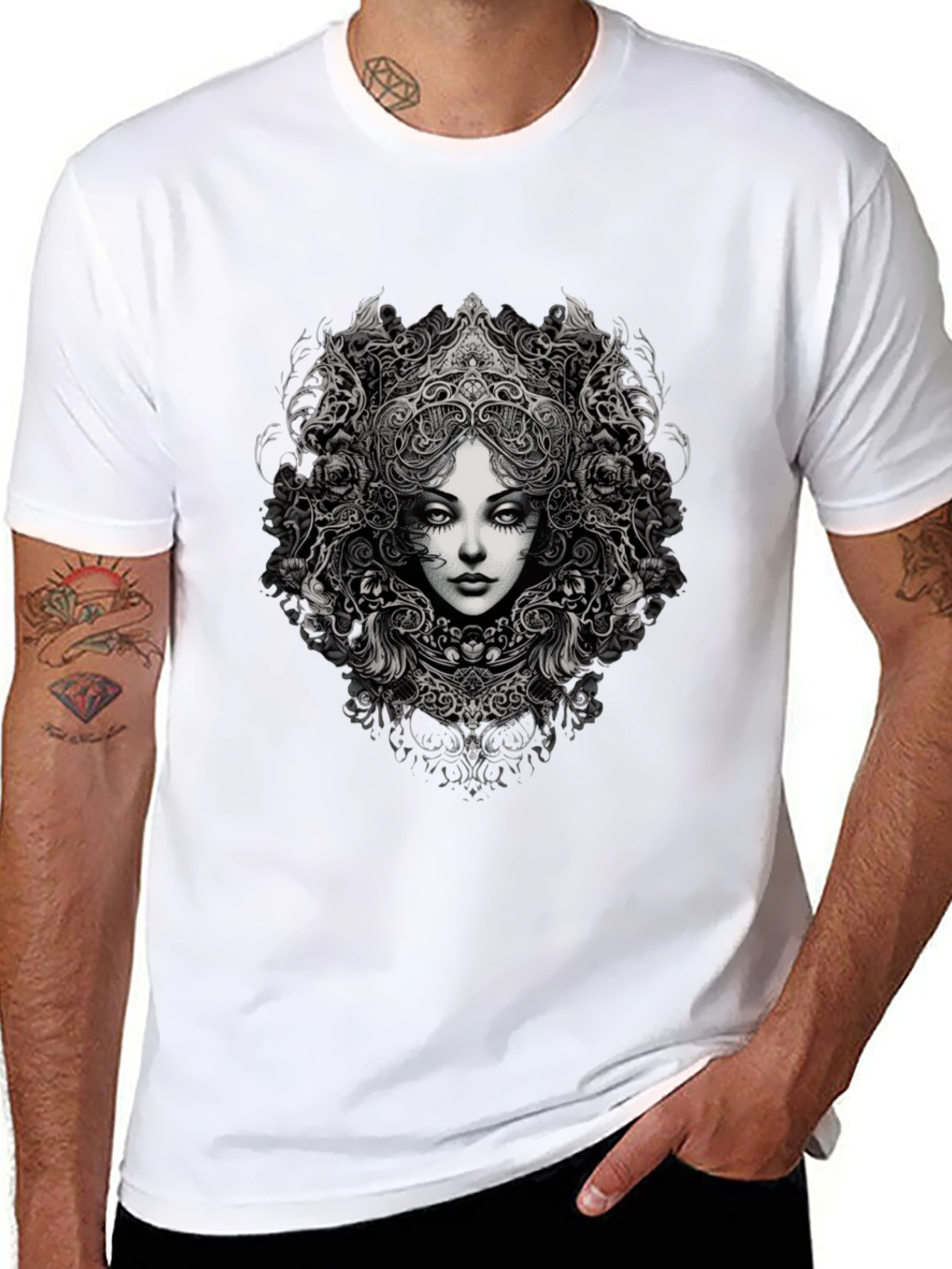 Gothic Woman Graphic Black T-Shirt
