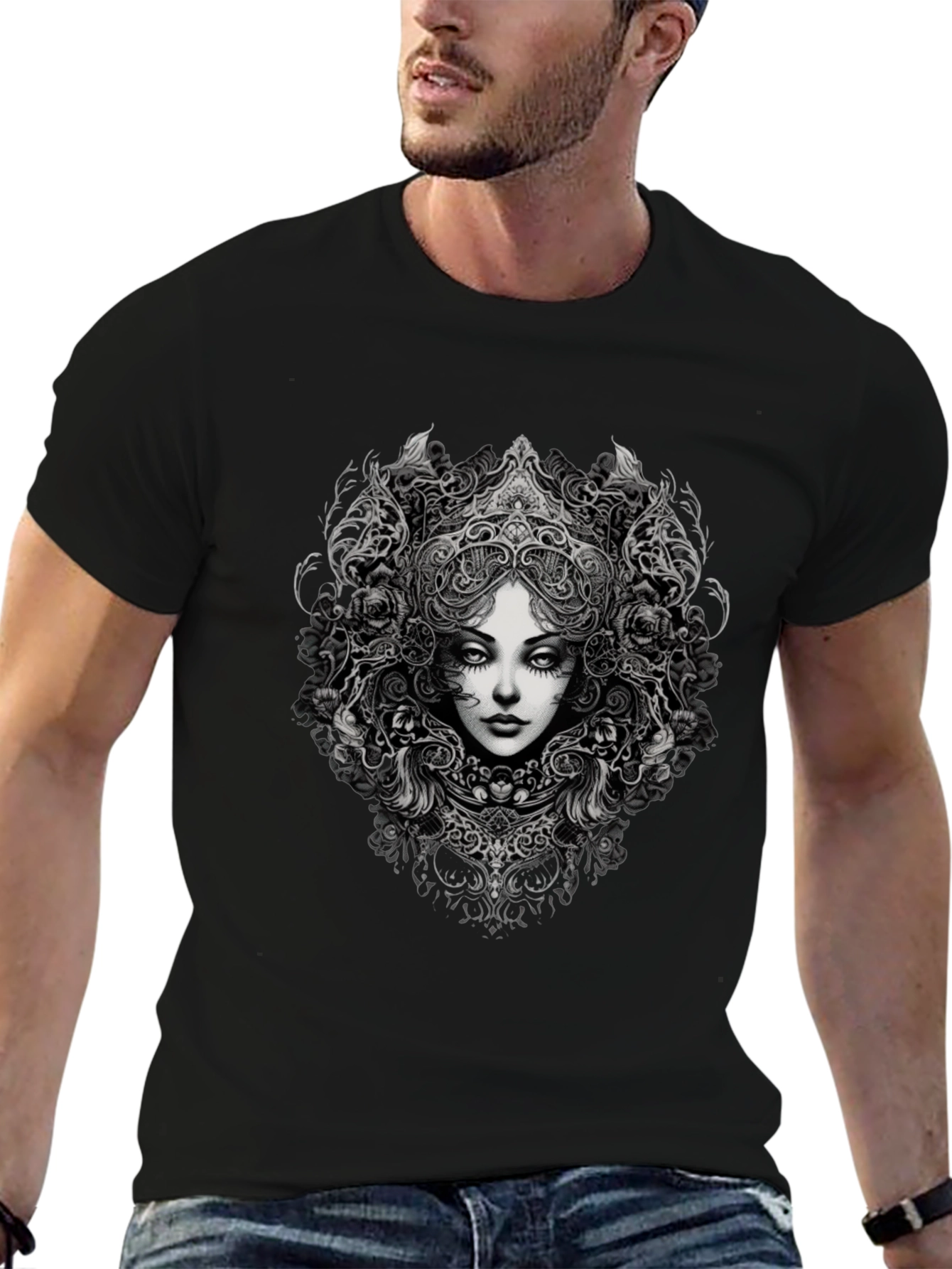 Gothic Woman Graphic Black T-Shirt
