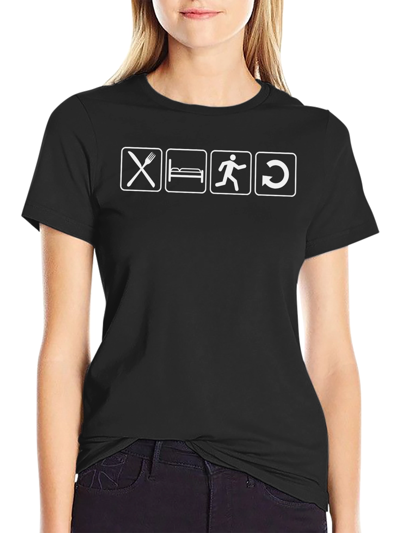 Eat Sleep Run Repeat T-Shirt - Funny Exercise Tee