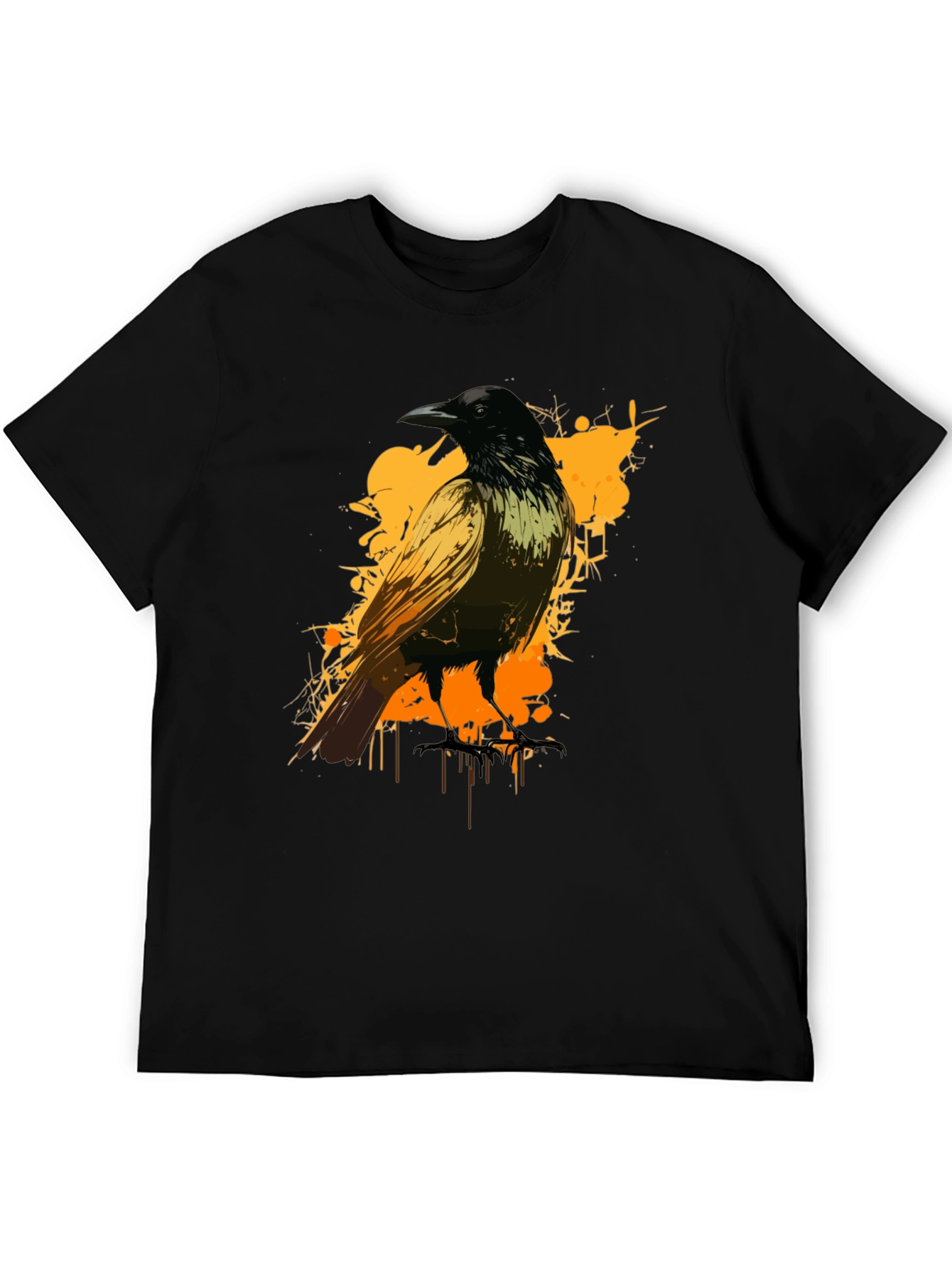 Raven Graphic Tee - Black Cotton Blend Shirt