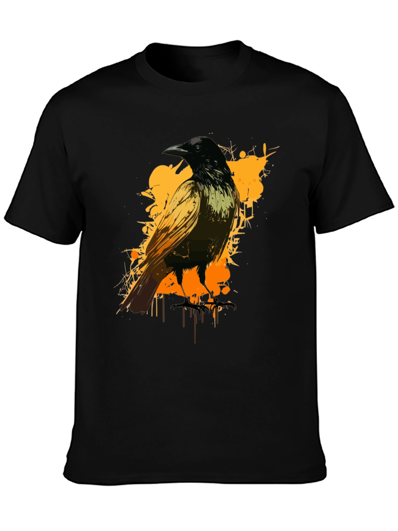 Raven Graphic Tee - Black Cotton Blend Shirt