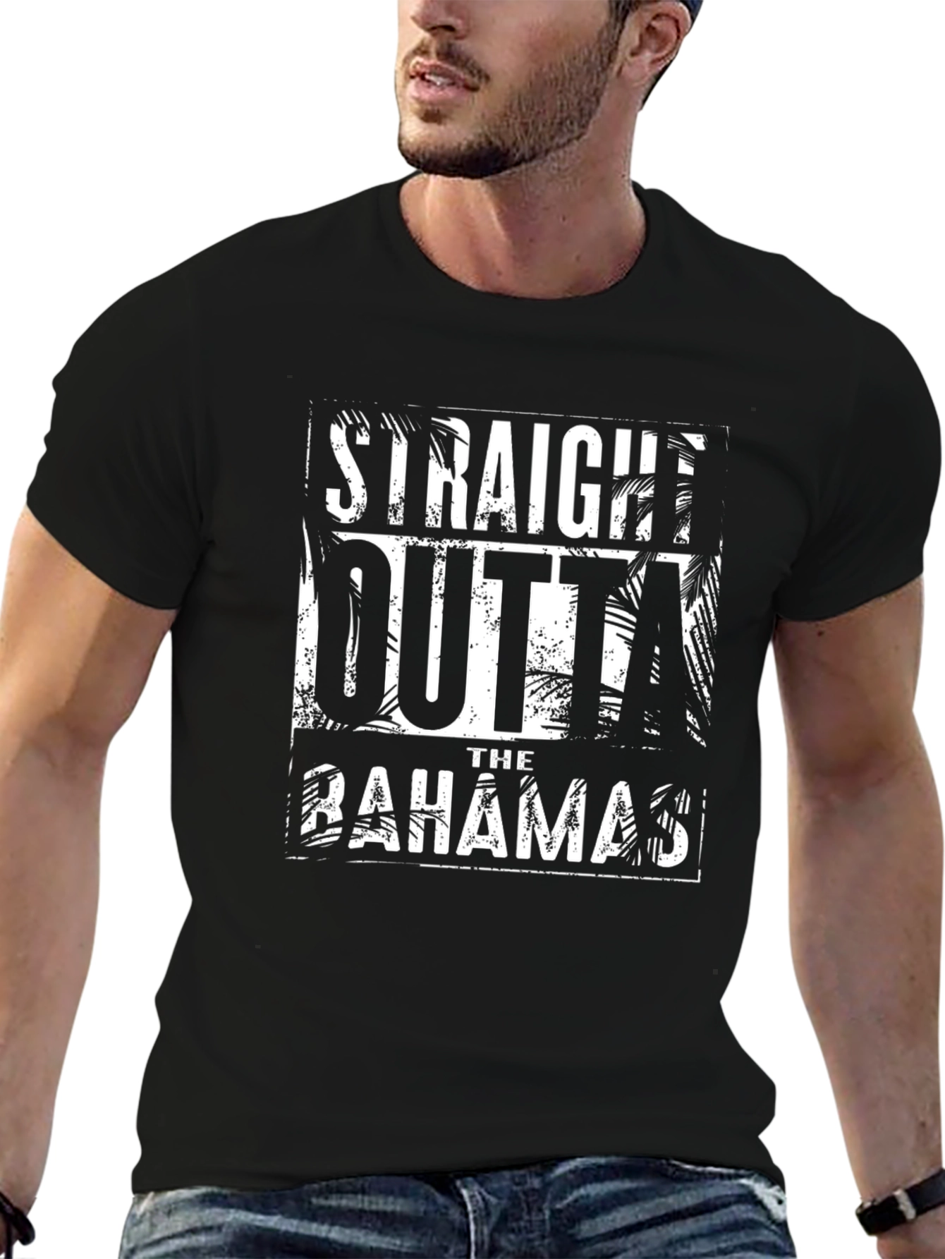 Straight Outta The Bahamas Black Graphic Tee