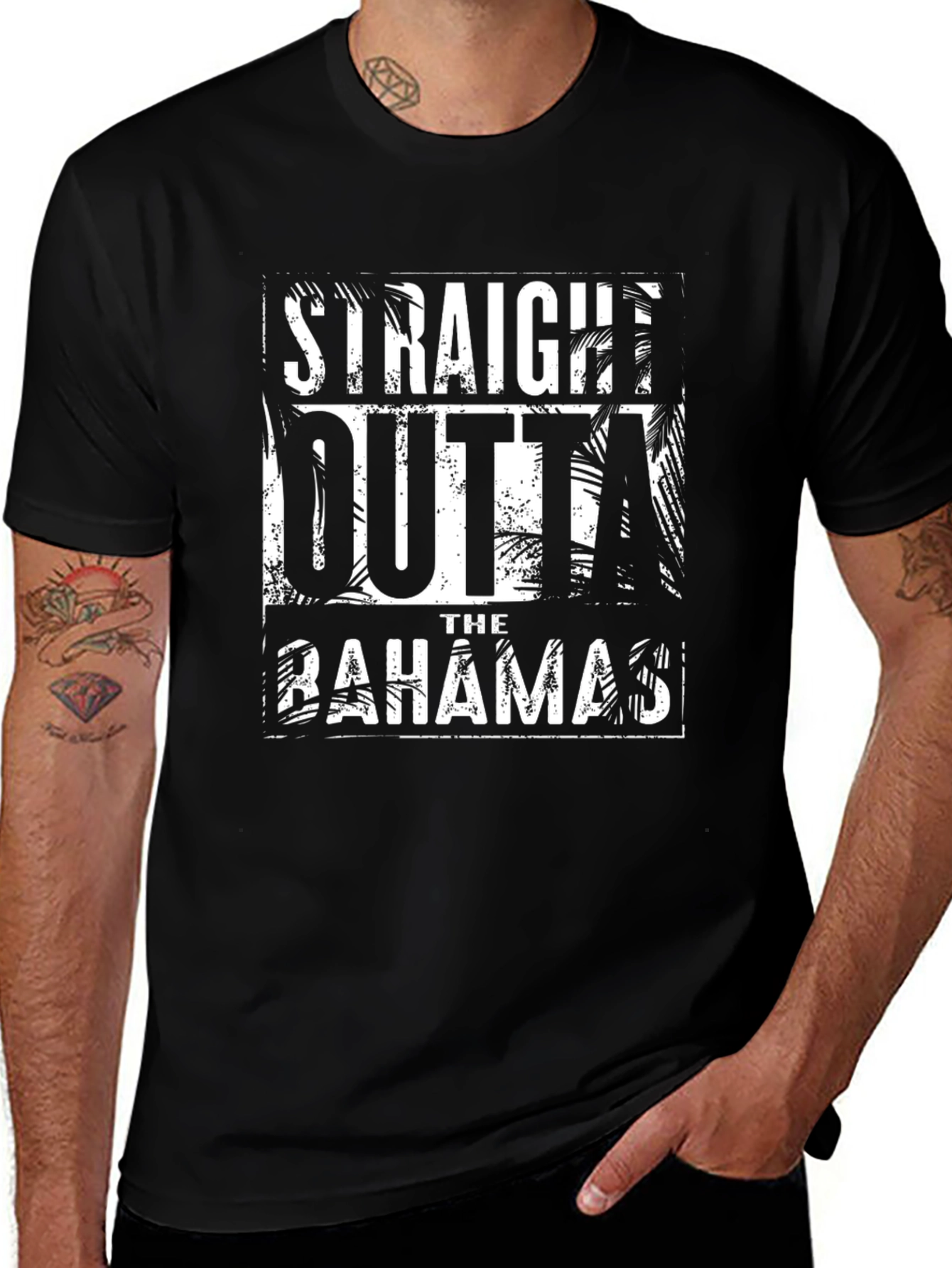 Straight Outta The Bahamas Black Graphic Tee