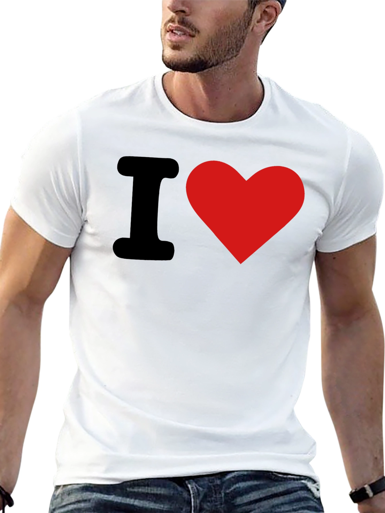 I Love Heart Graphic Tee - Casual Cotton Blend