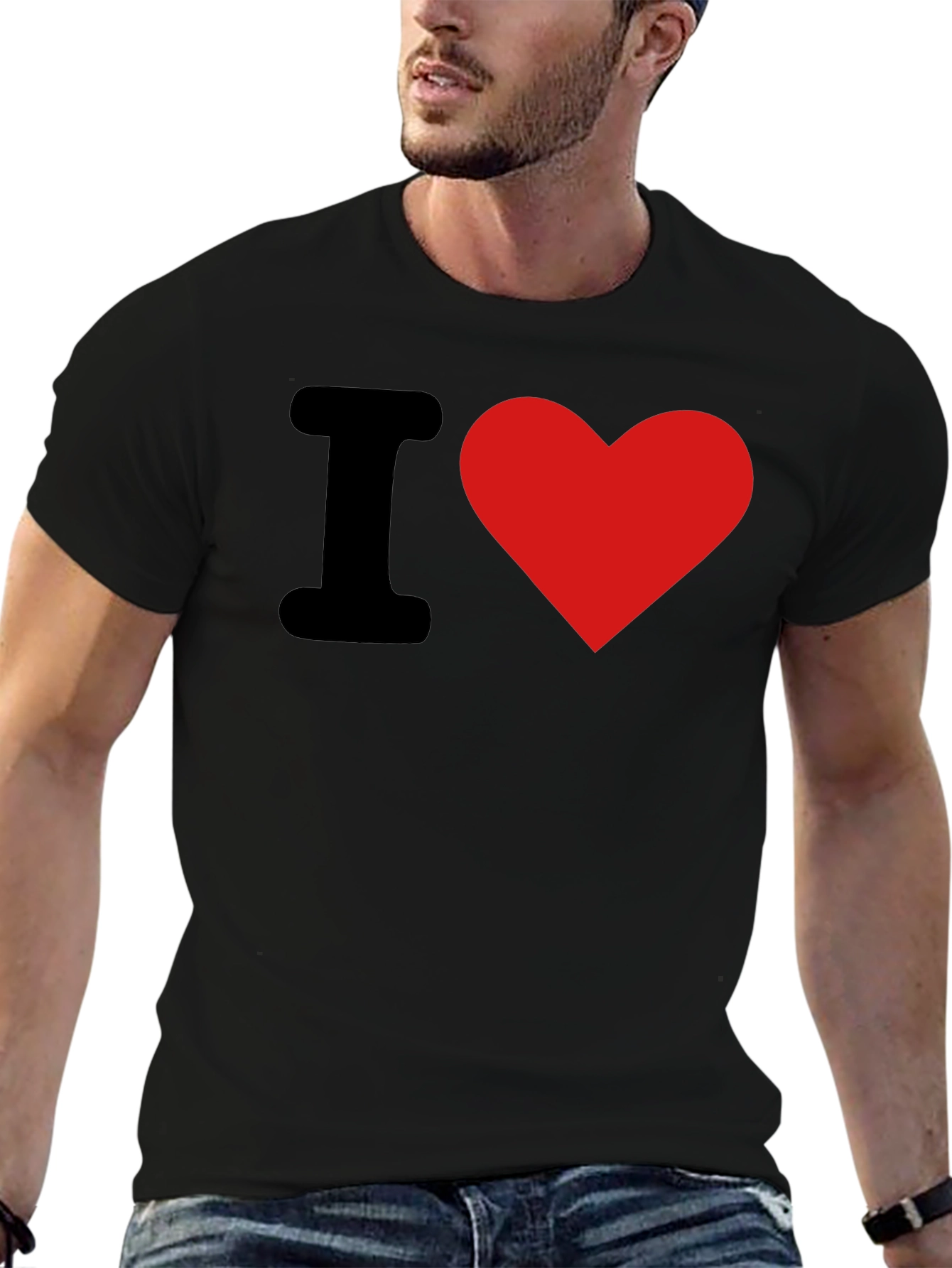 I Love Heart Graphic Tee - Casual Cotton Blend