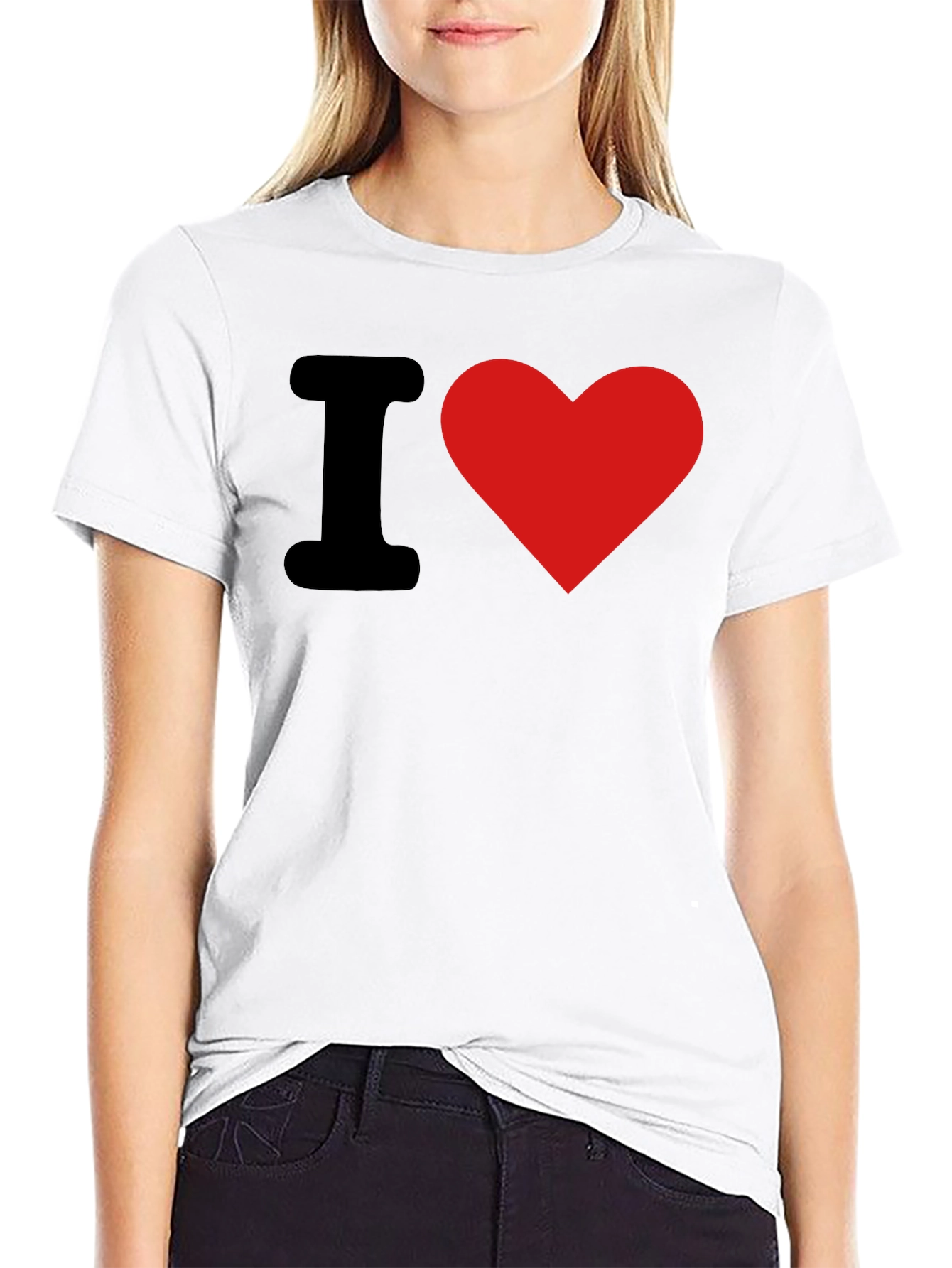 I Love Heart Graphic Tee - Casual Cotton Blend