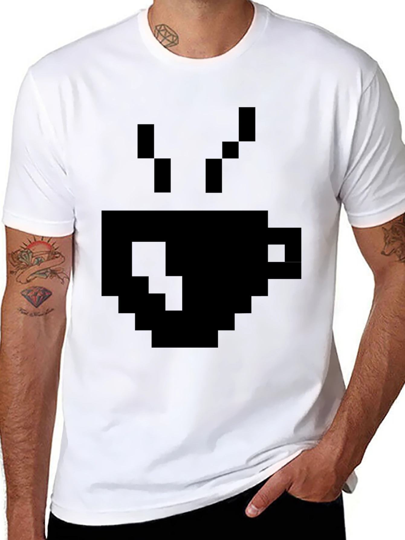 Pixel Coffee Cup T-Shirt - Retro Gaming Style