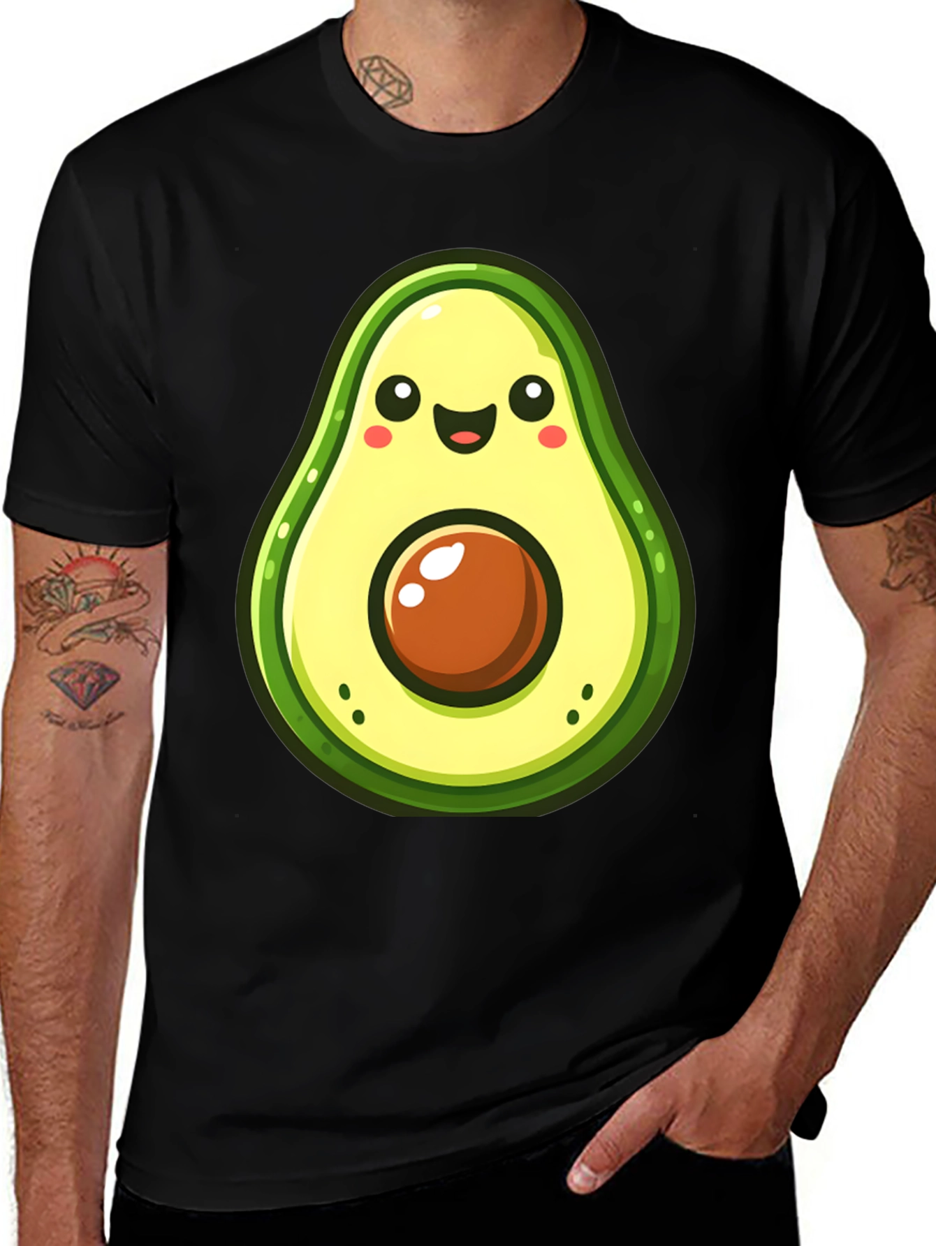 Cute Avocado Graphic Black T-Shirt