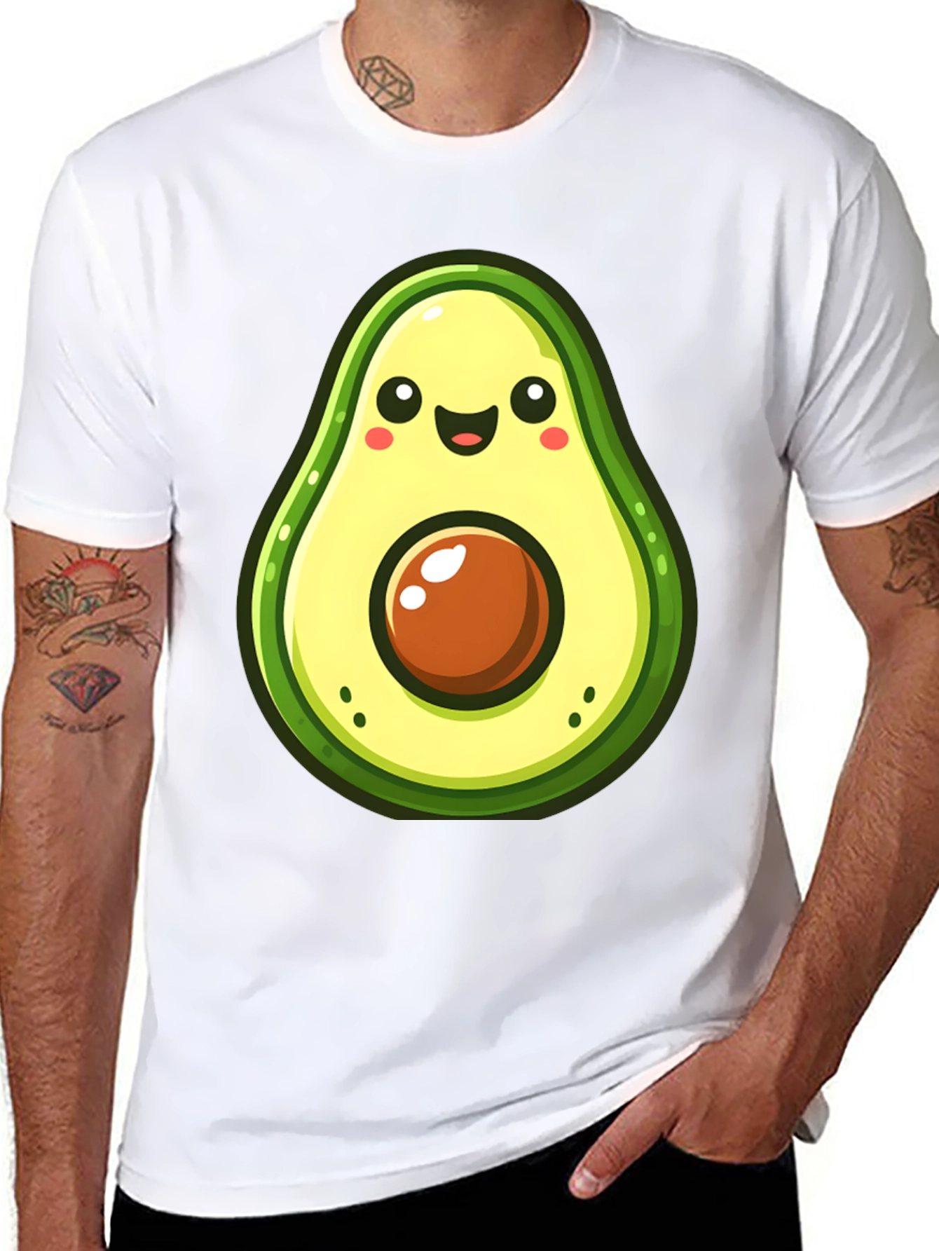 Cute Avocado Graphic Black T-Shirt