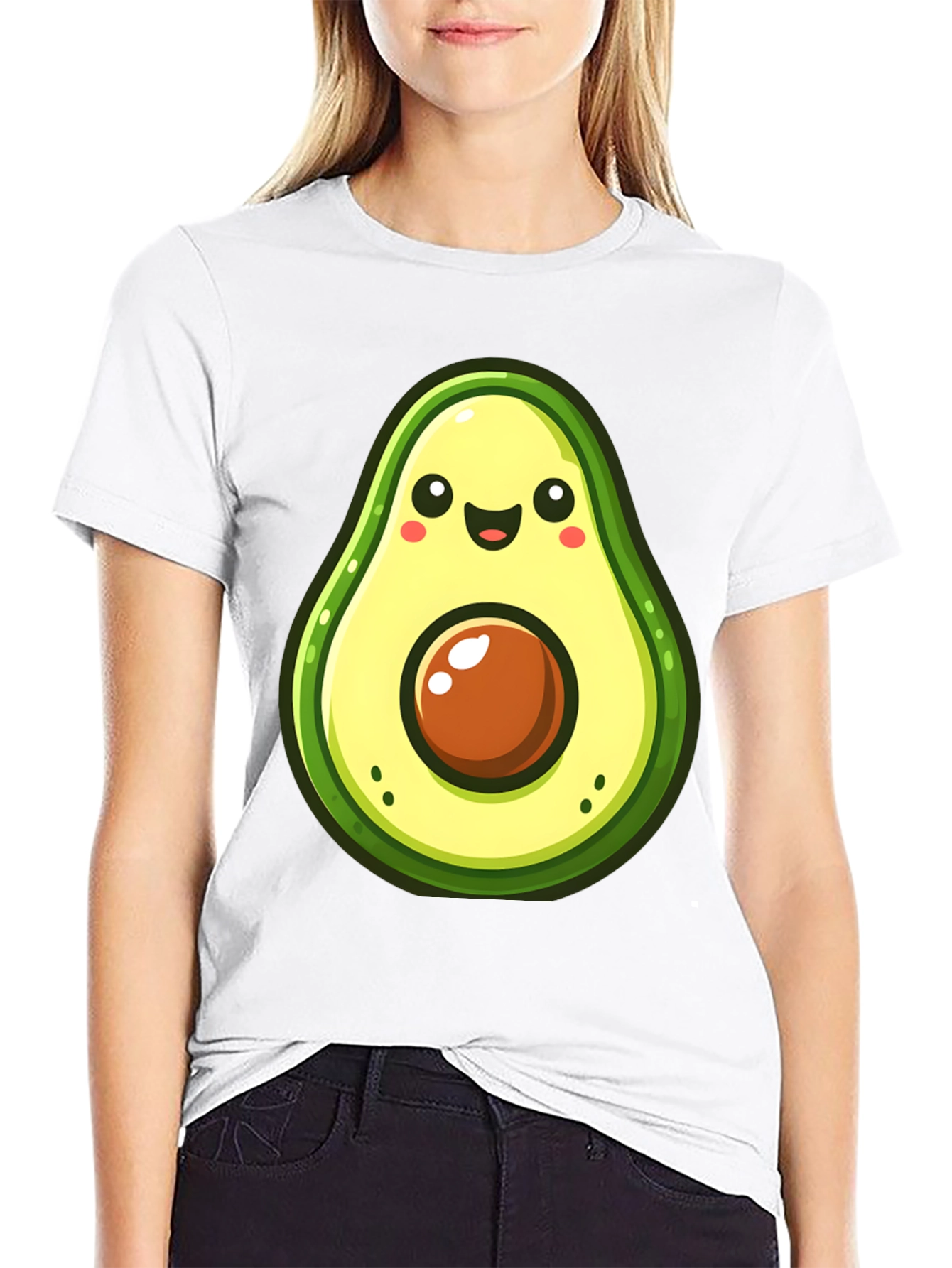 Cute Avocado Graphic Black T-Shirt