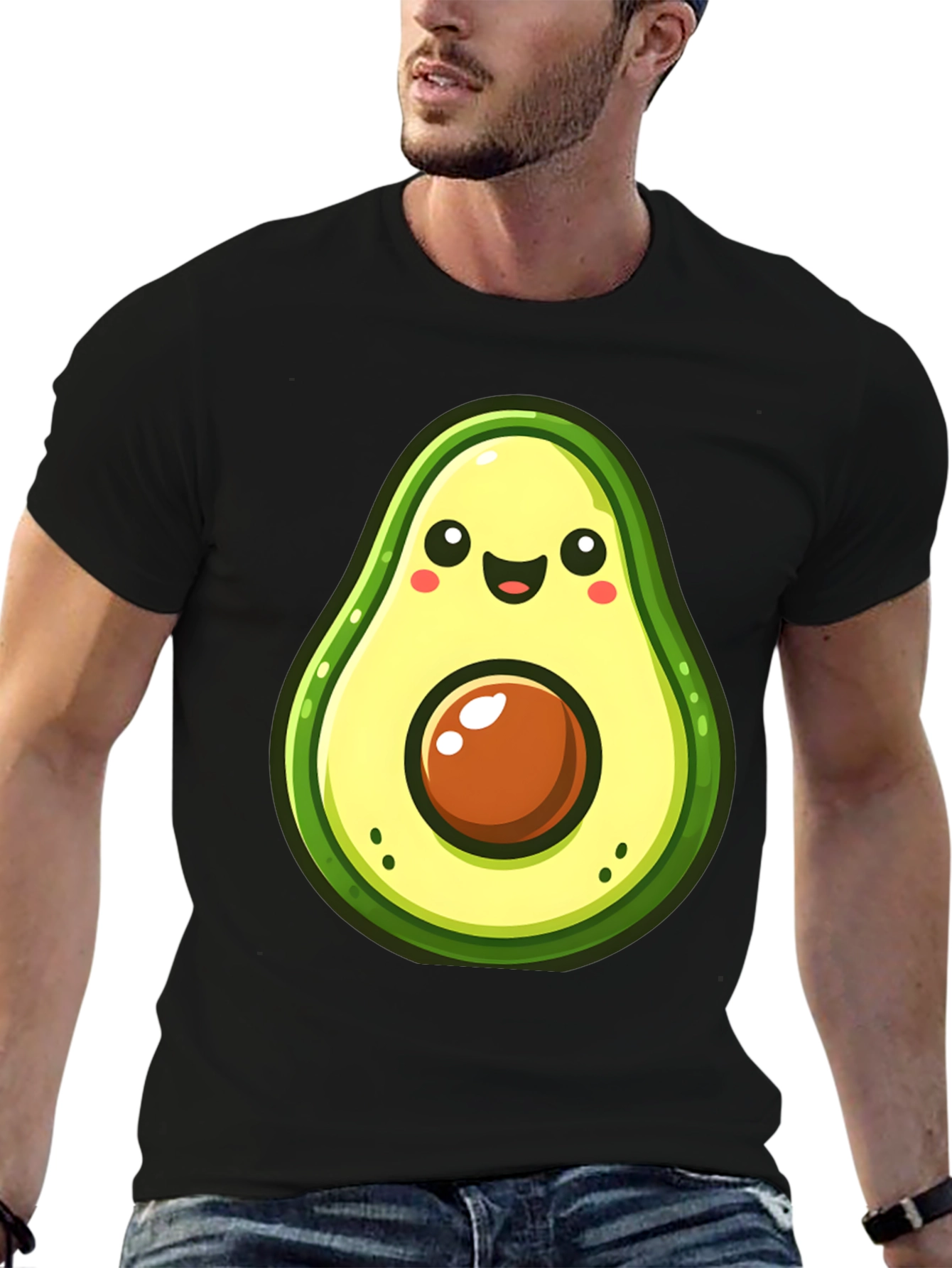 Cute Avocado Graphic Black T-Shirt