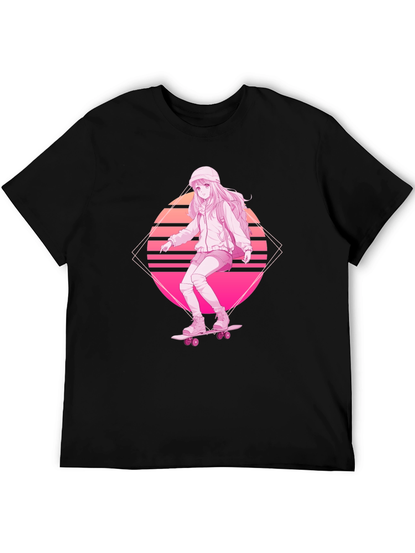 Anime Skater Girl Graphic Tee - Retro Style
