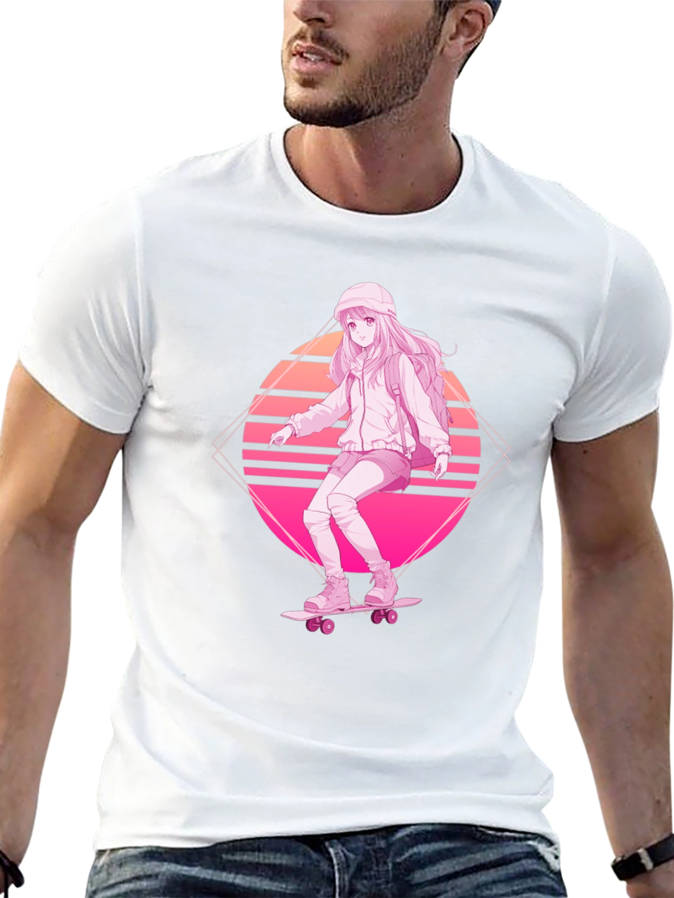Anime Skater Girl Graphic Tee - Retro Style