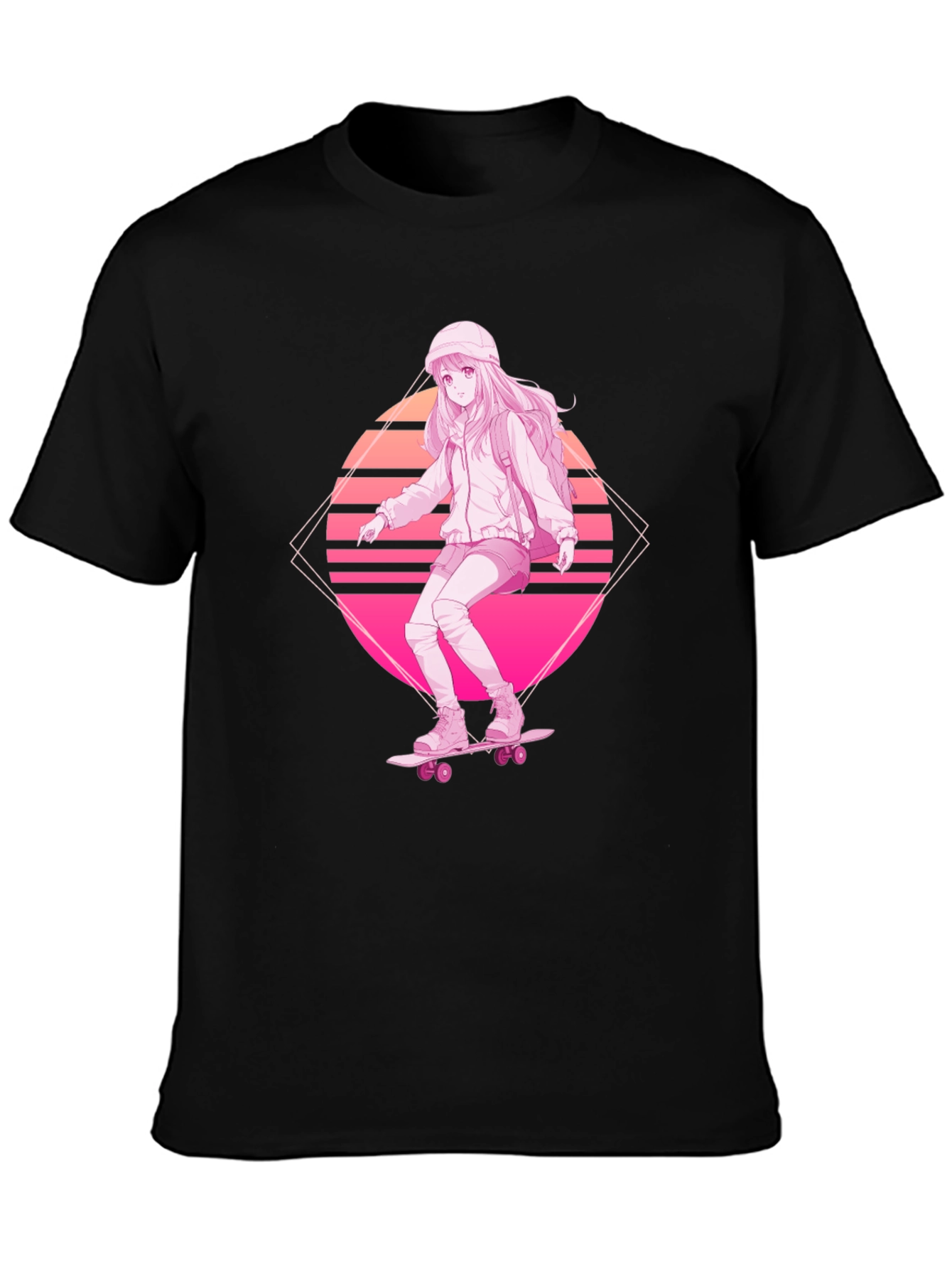 Anime Skater Girl Graphic Tee - Retro Style