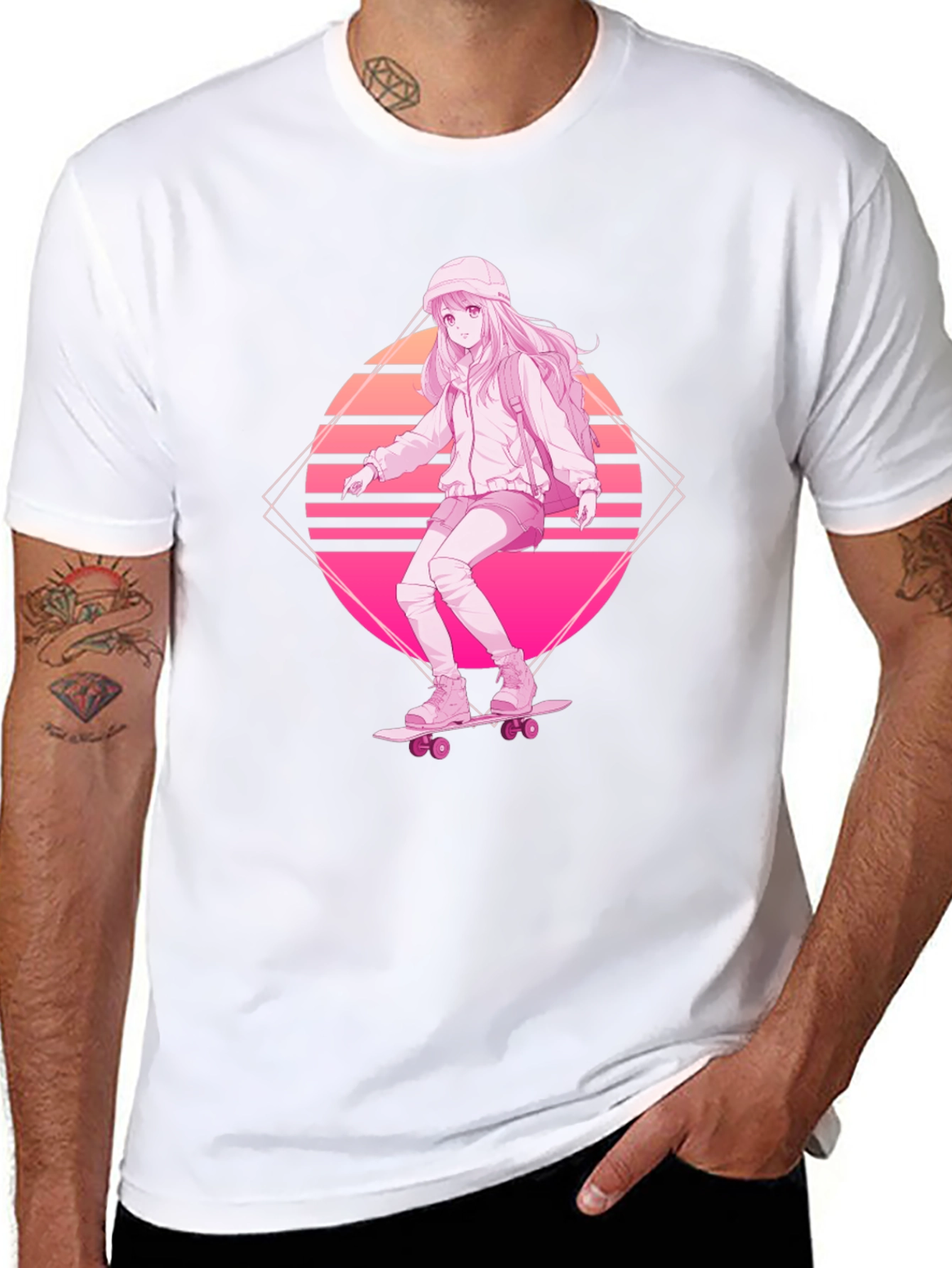 Anime Skater Girl Graphic Tee - Retro Style
