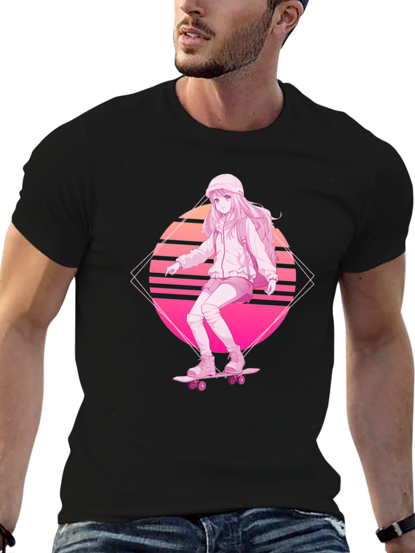 Anime Skater Girl Graphic Tee - Retro Style
